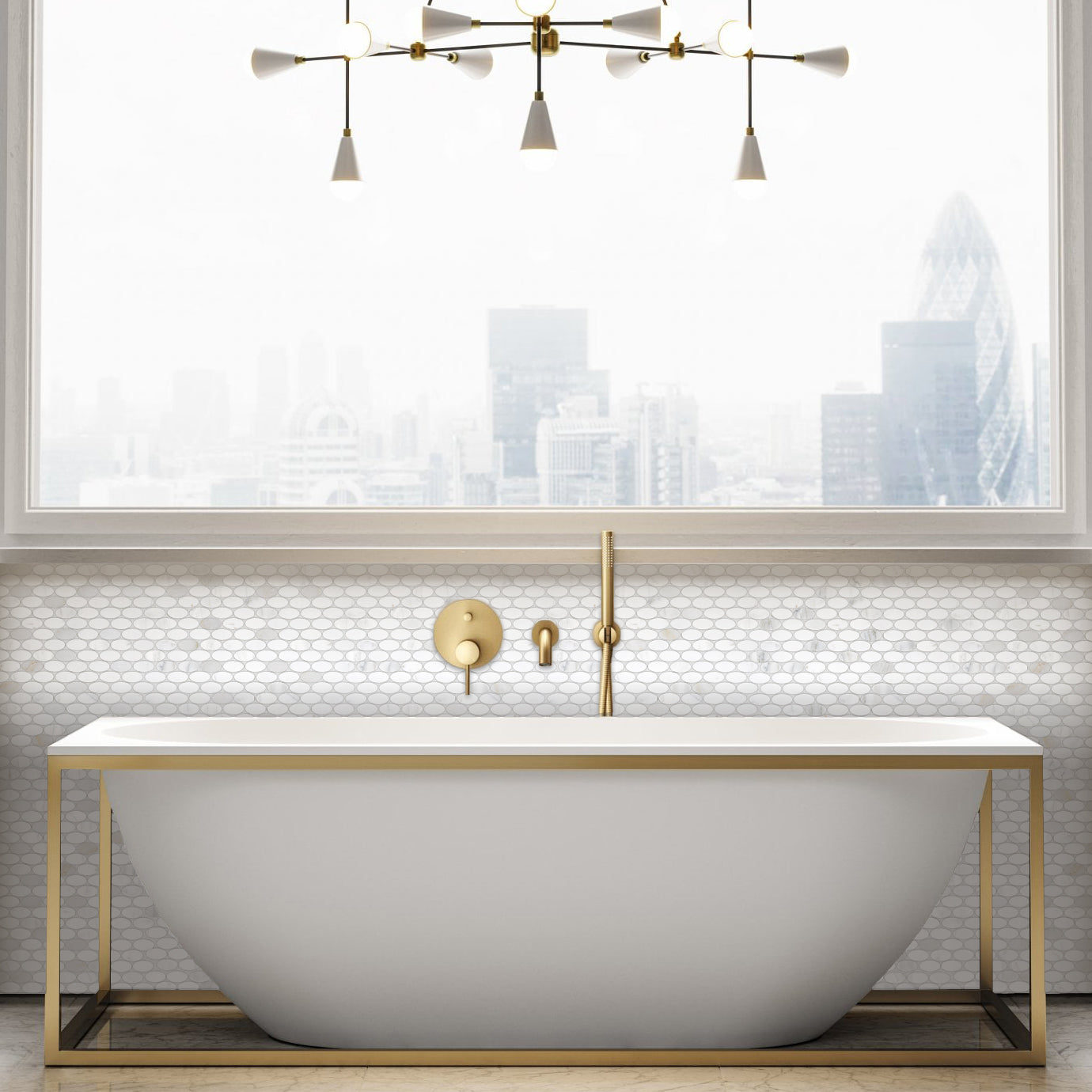 CALACATTA GOLD: 2" Straight Stack Mosaic (12"×12"×3/8" | polished)