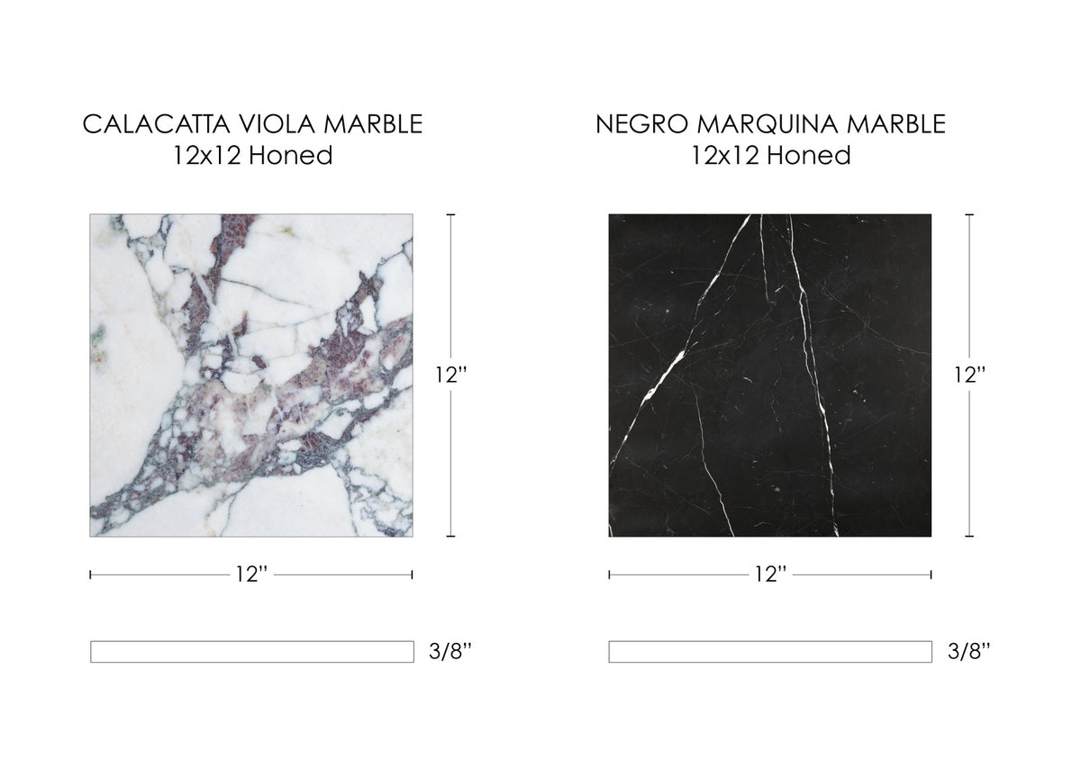 Nsr Calacatta Viola & Negro Marquina Checkerboard tile — available at Surface Group