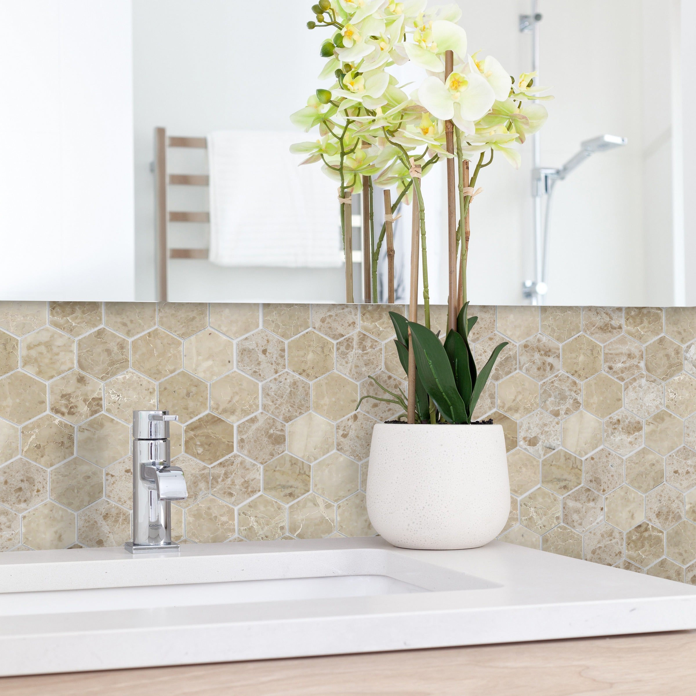 CREMA CAPPUCCINO: 2" x 4" Brick Offset Mosaic (12"×12"×3/8" | polished)