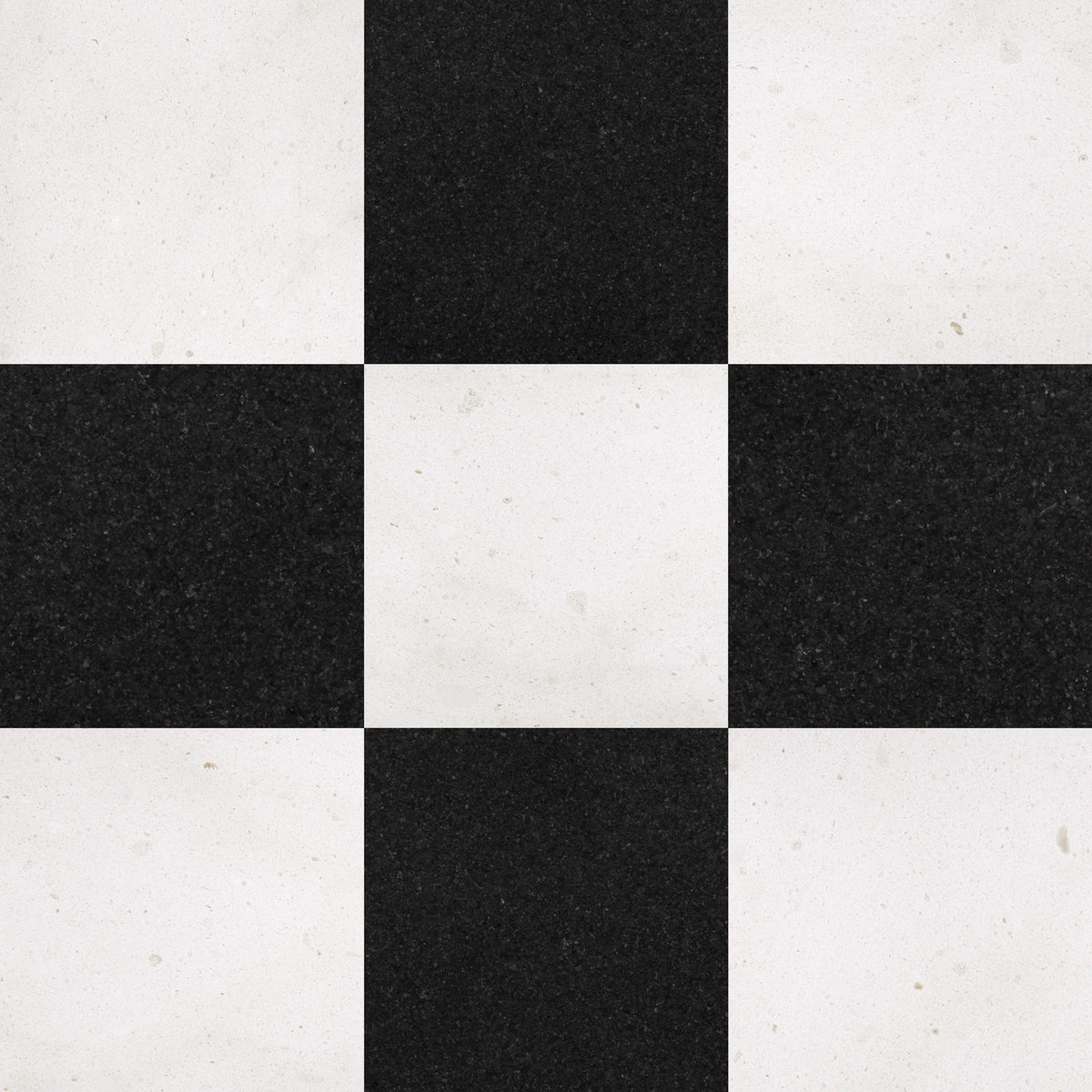 Nsr Crema Europa & Absolute Black Checkerboard tile — available at Surface Group