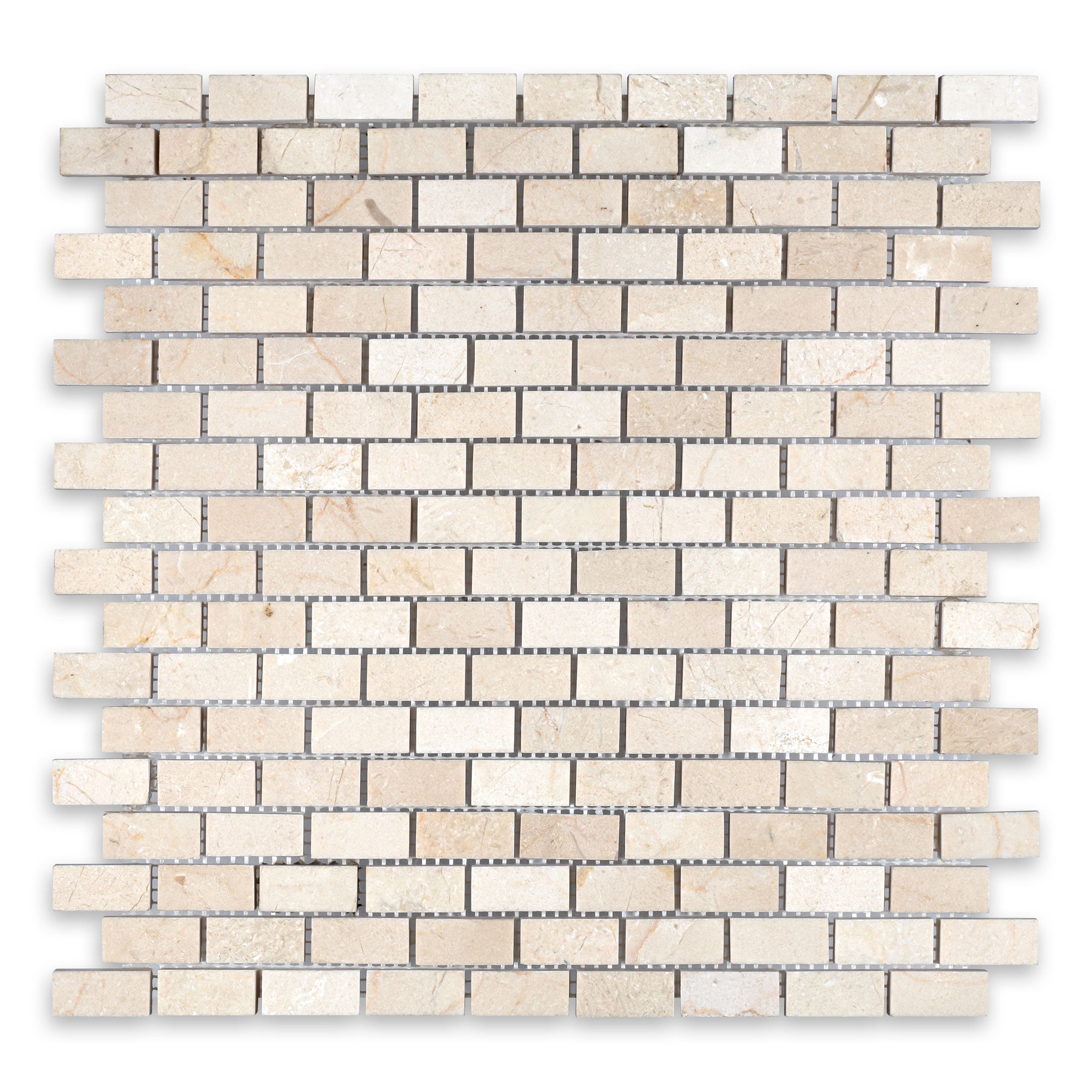 CREMA MARFIL: 5/8" x 1 1/4" Brick Offset Mosaic (12"×12"×3/8" | polished)