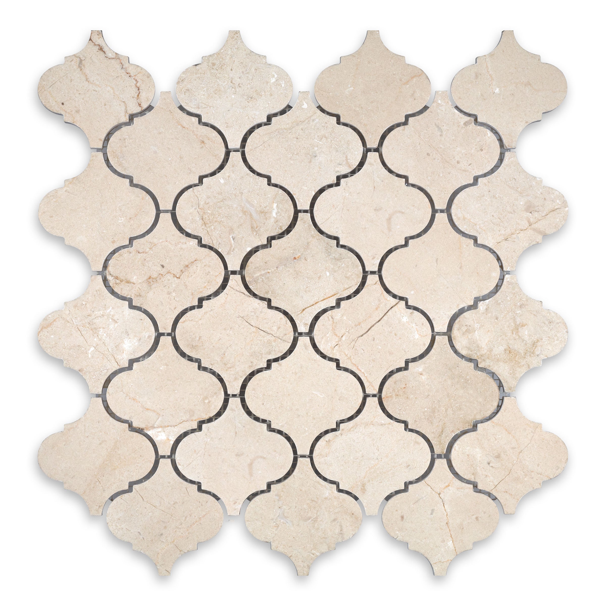 CREMA MARFIL: Arabesque Mosaic (12"×12"×3/8" | polished)