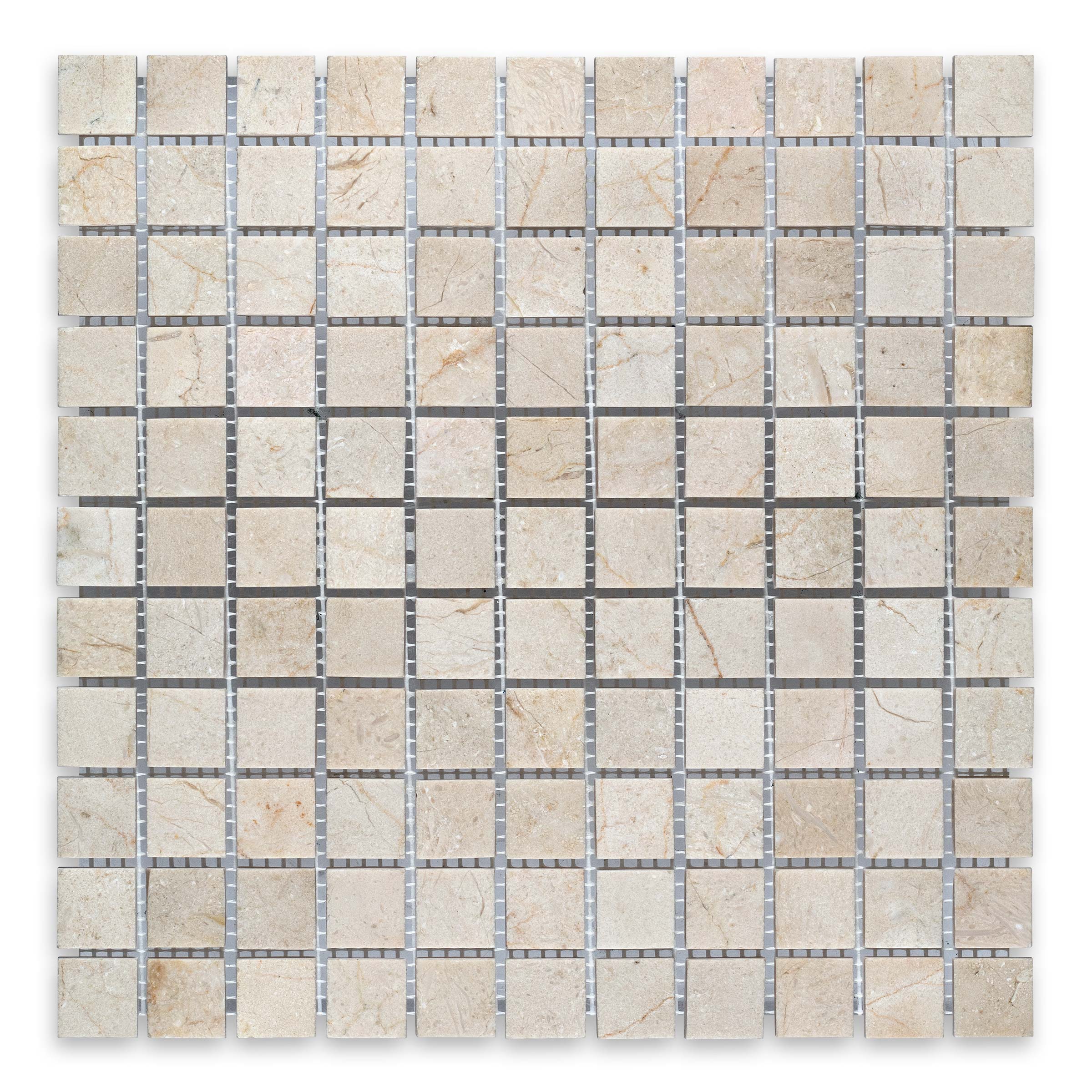 CREMA MARFIL: 1" Straight Stack Mosaic (12"×12"×3/8" | polished)