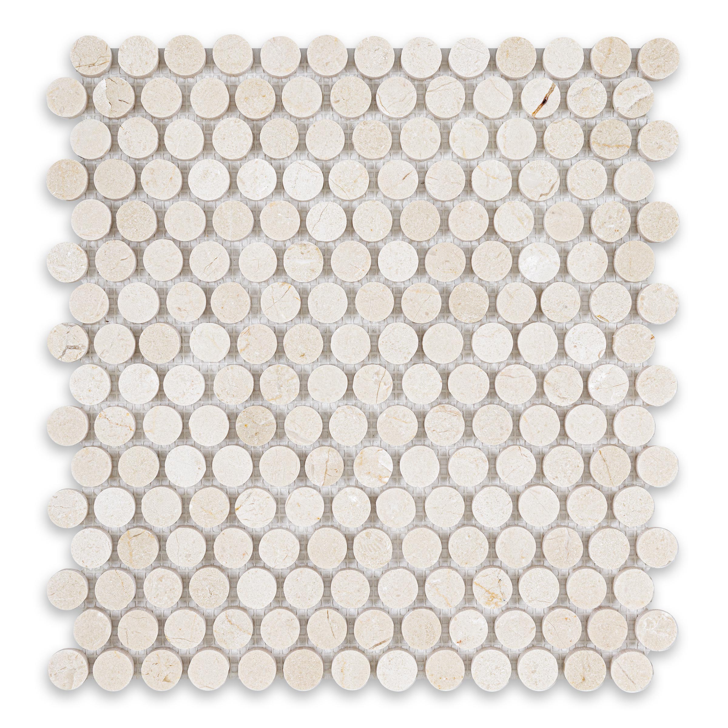 CREMA MARFIL: Penny Round Mosaic (11 1/4"×11 3/4"×3/8" | polished)