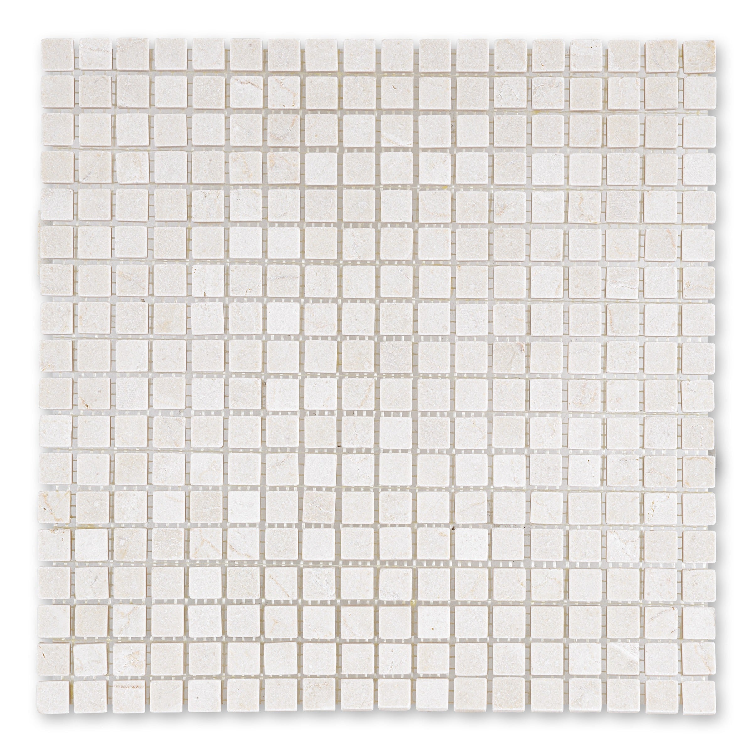 CREMA MARFIL: 5/8" Straight Stack Mosaic (12"×12"×3/8" | tumbled)