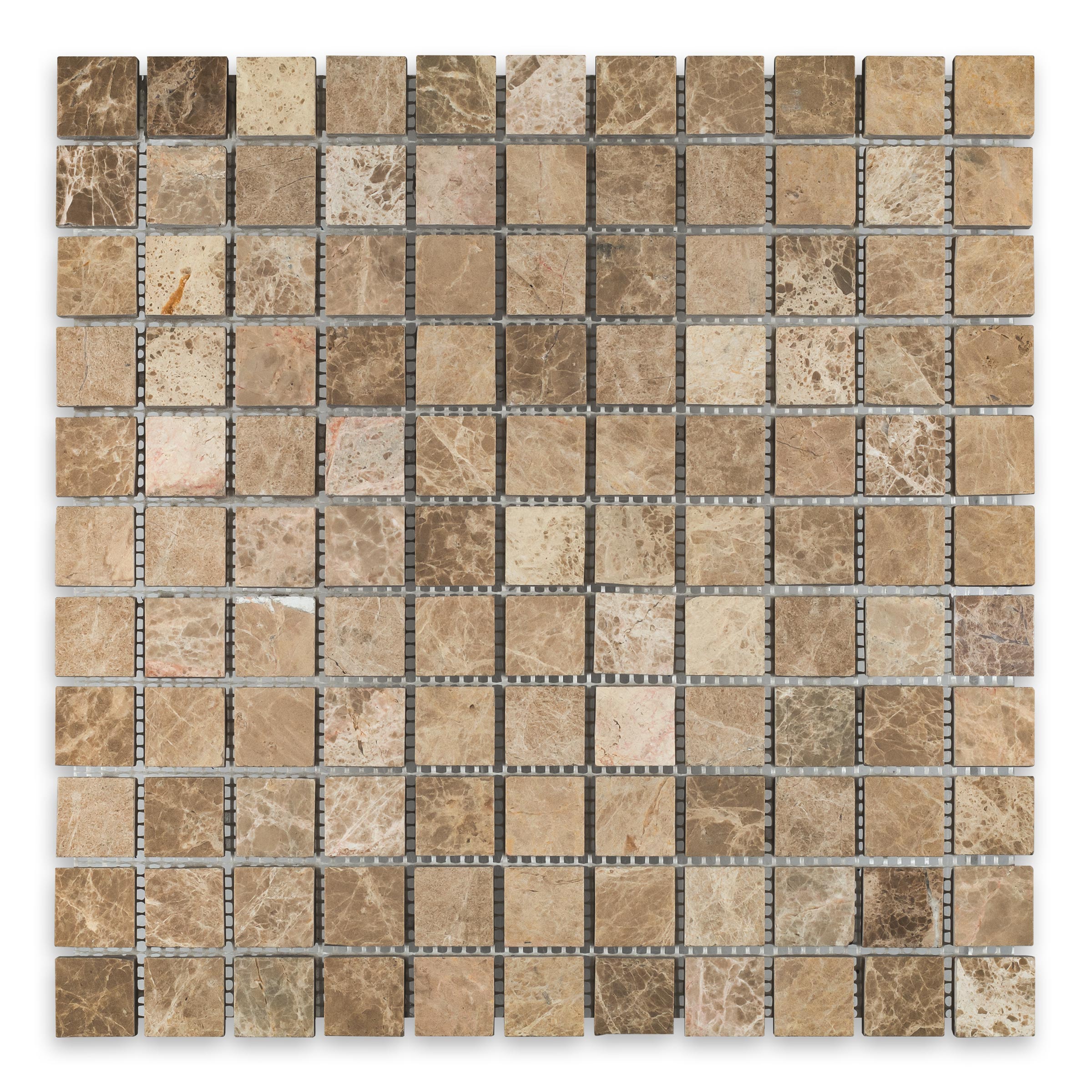 EMPERADOR LIGHT: 1" Straight Stack Mosaic (12"×12"×3/8" | polished)
