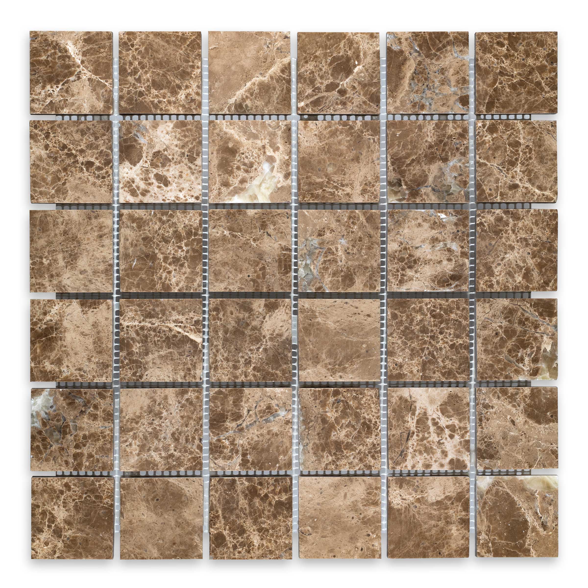 EMPERADOR LIGHT: 2" Straight Stack Mosaic (12"×12"×3/8" | polished)