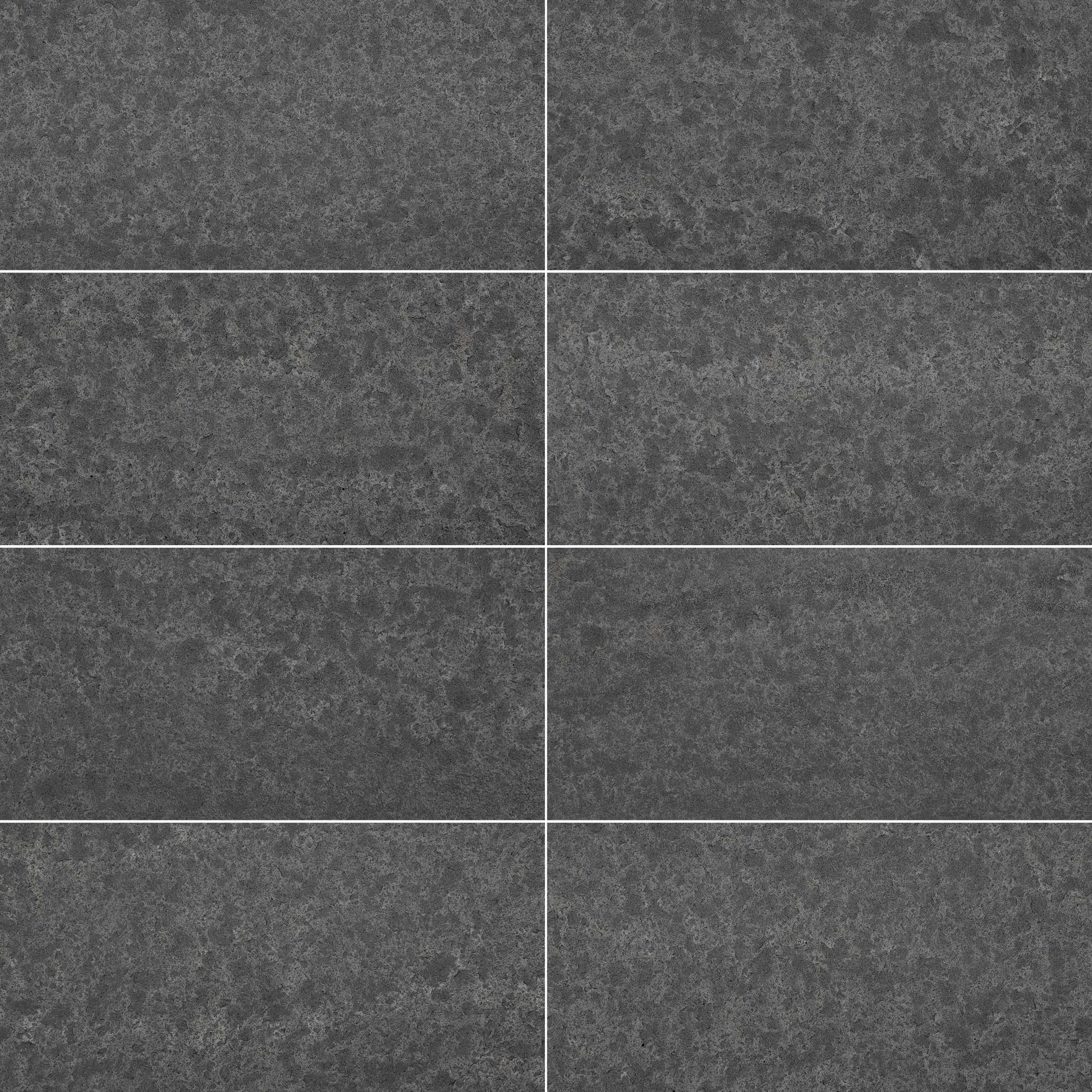 BLACK BASALT: Field Tile (12"×24"×3/8" | flamed & brushed)