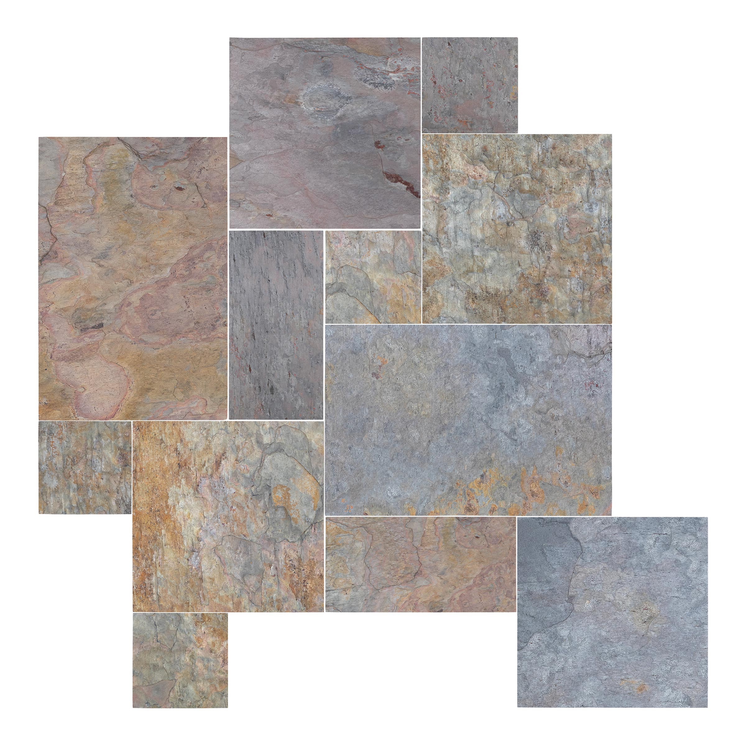 MULTI COLOR: Versailles Pattern Field Tile (16"×16"×1/2" | natural cleft)