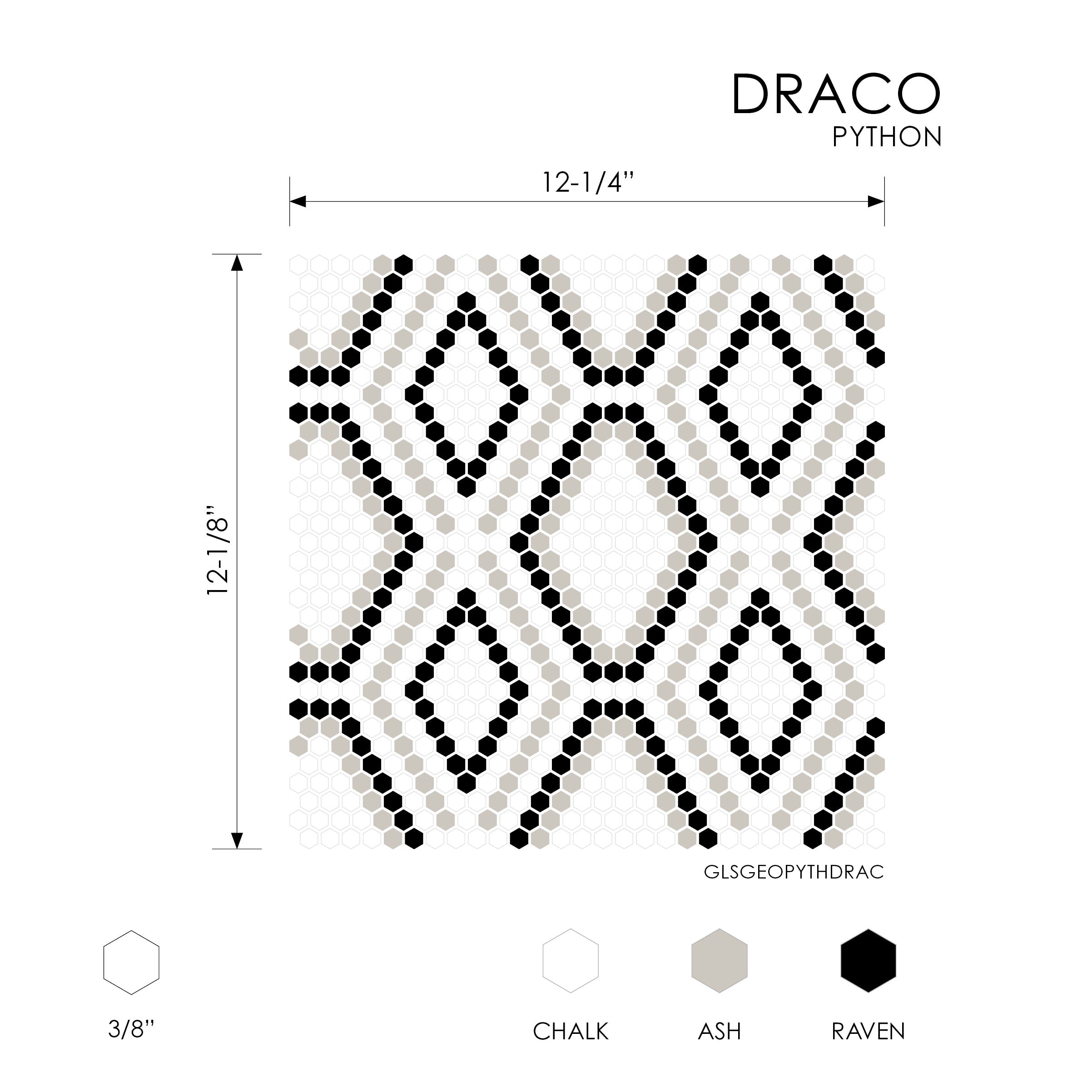 GEOMETRO: Python Mosaic (12 1/8"×12 1/4"×1/4" | matte | rectified edge)
