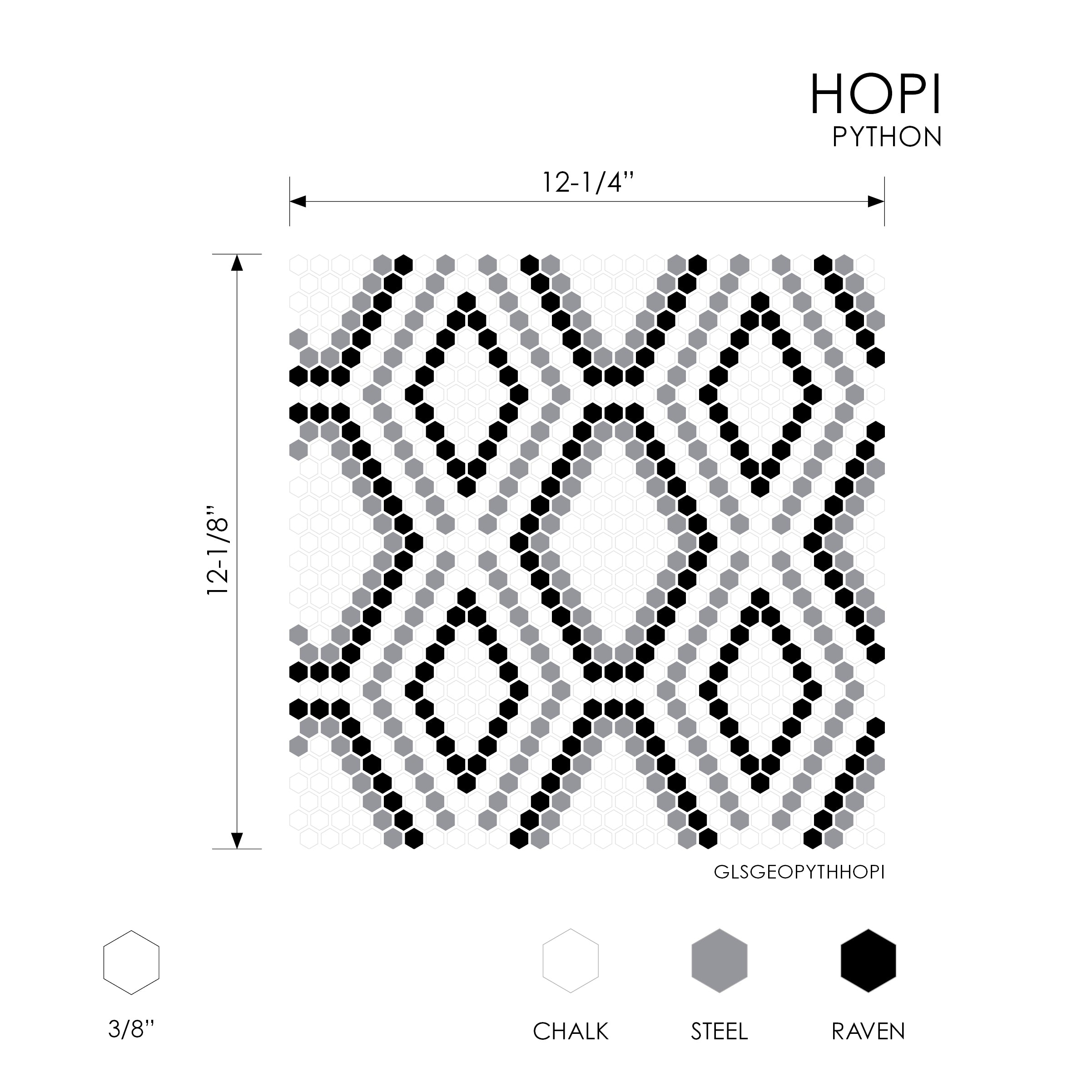 GEOMETRO: Python Mosaic (12 1/8"×12 1/4"×1/4" | matte | rectified edge) (2)
