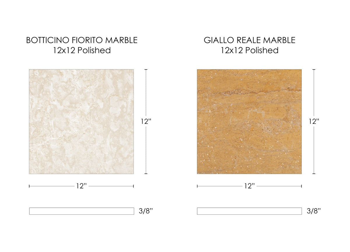 Nsr Giallo Reale & Botticino Fiorito Checkerboard tile — available at Surface Group