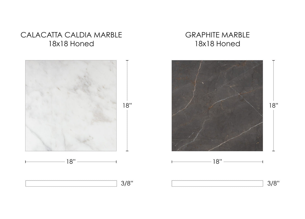 Nsr Graphite & Calacatta Caldia Checkerboard tile — available at Surface Group