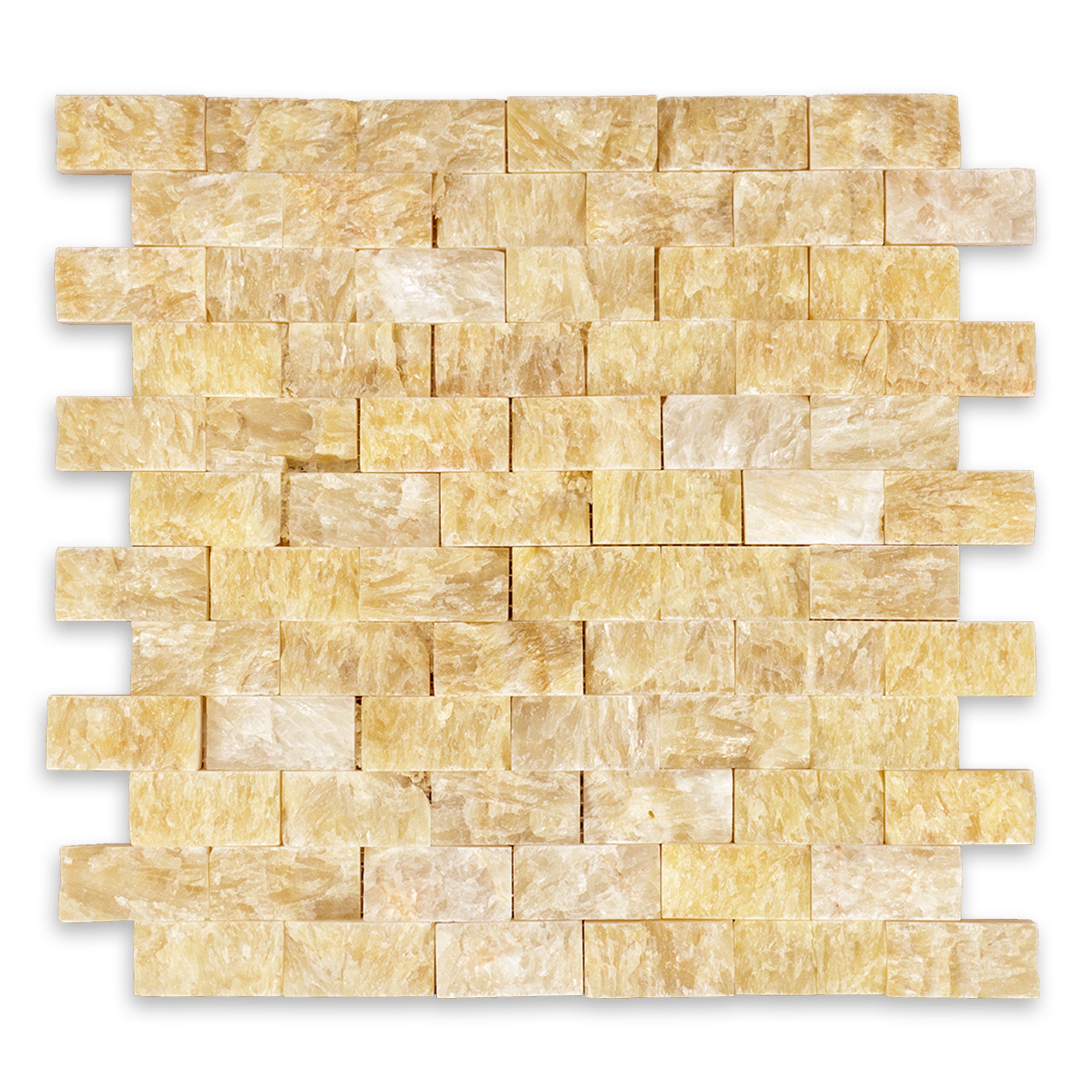 HONEY ONYX: 1" x 2" Brick Offset Mosaic (12"×12"×3/8" | split-face)