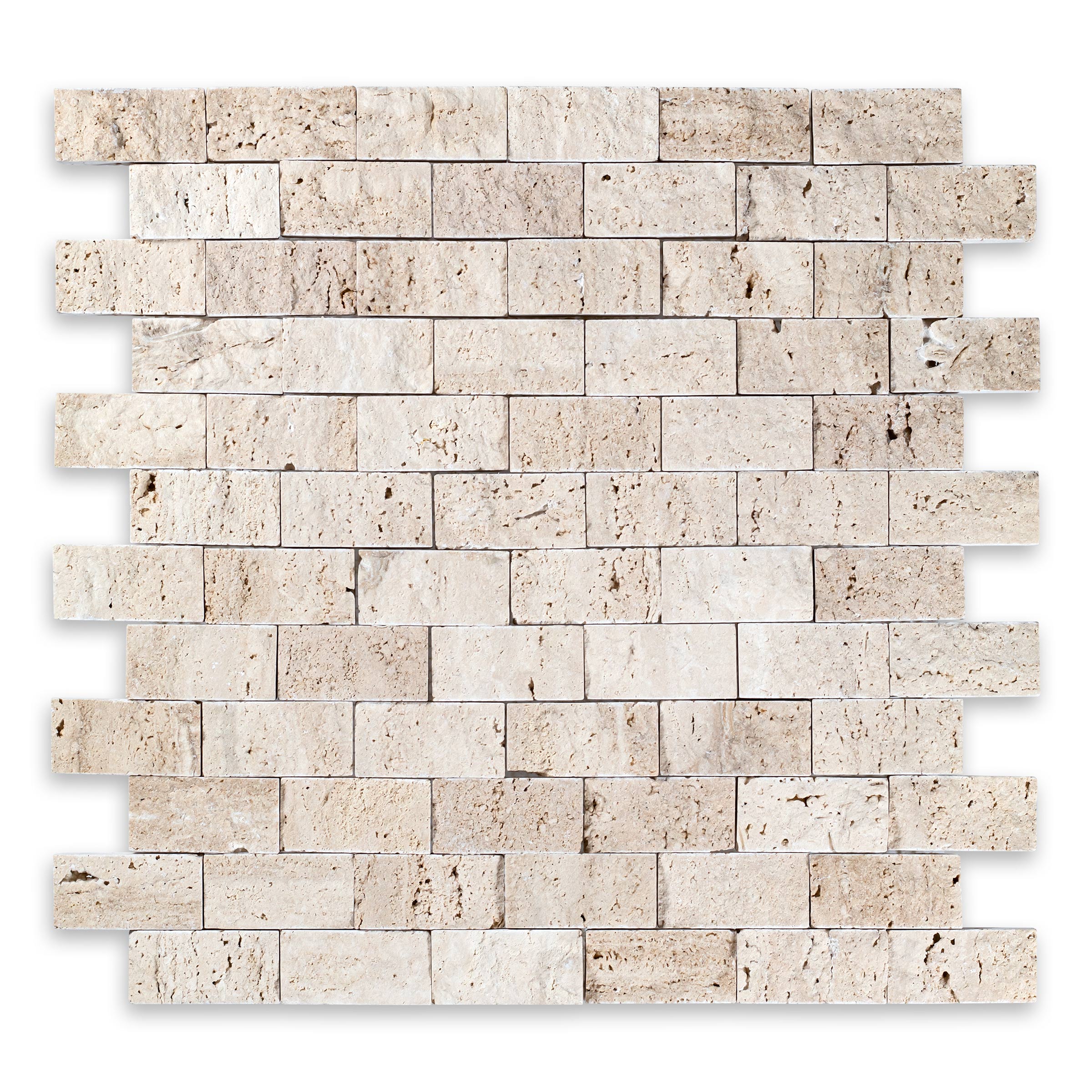 IVORY PREMIUM: 1" x 2" Brick Offset Mosaic (12"×12"×3/8" | split-face)