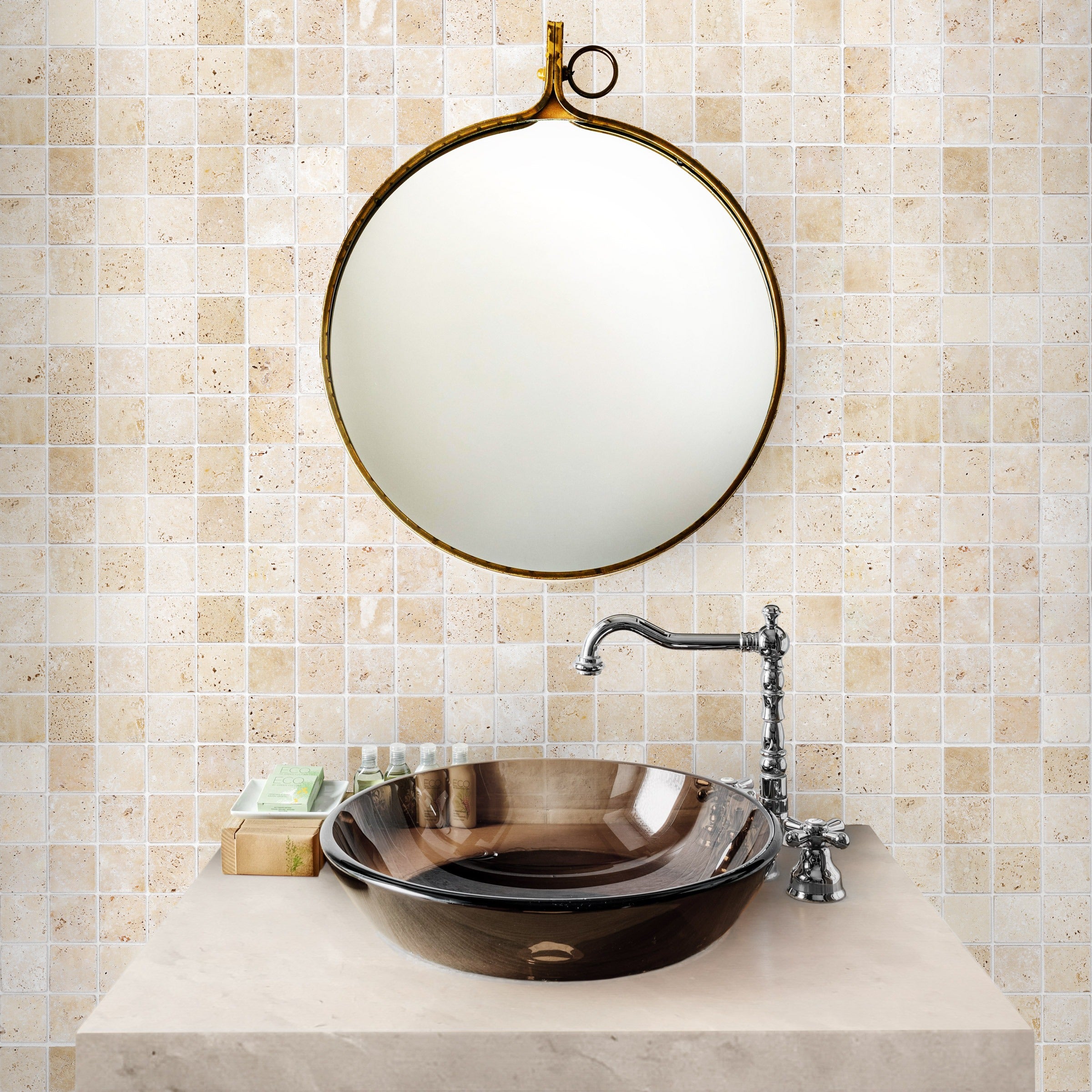 IVORY PREMIUM: 5/8" Straight Stack Mosaic (12"×12"×3/8" | tumbled)
