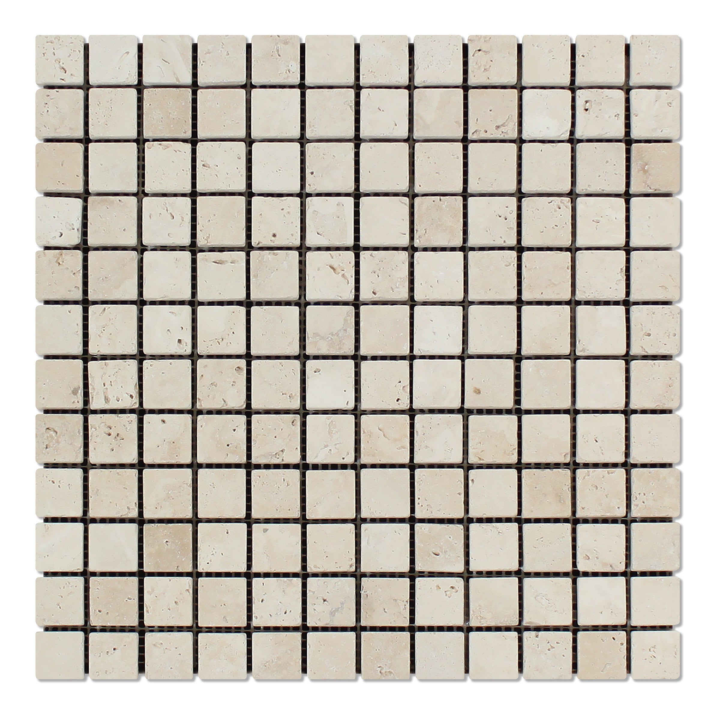 IVORY PREMIUM: 1" Straight Stack Mosaic (12"×12"×3/8" | tumbled)