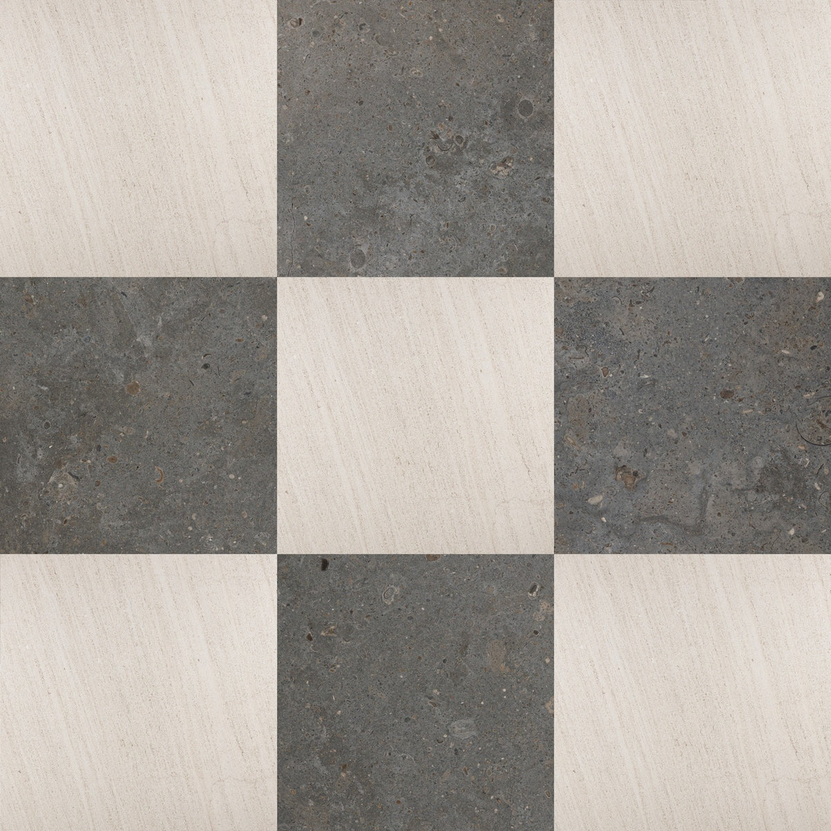 Nsr Lagos Blue & Moca Cream Checkerboard tile pattern swatch — available at Surface Group