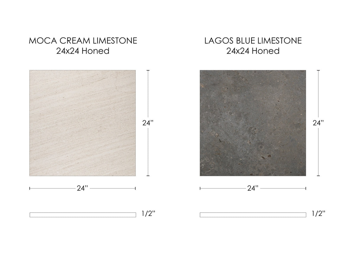 Nsr Lagos Blue & Moca Cream Checkerboard tile — available at Surface Group