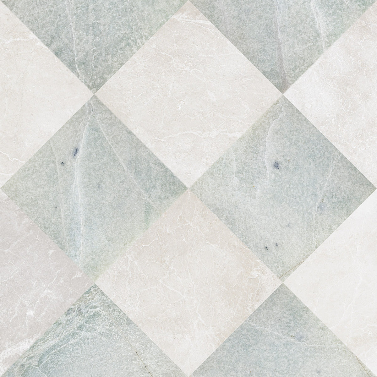 Nsr Ming Green & Botticino Turkish Checkerboard tile pattern swatch — available at Surface Group