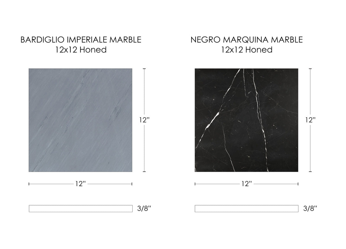 Nsr Negro Marquina & Bardiglio Imperiale Checkerboard tile — available at Surface Group