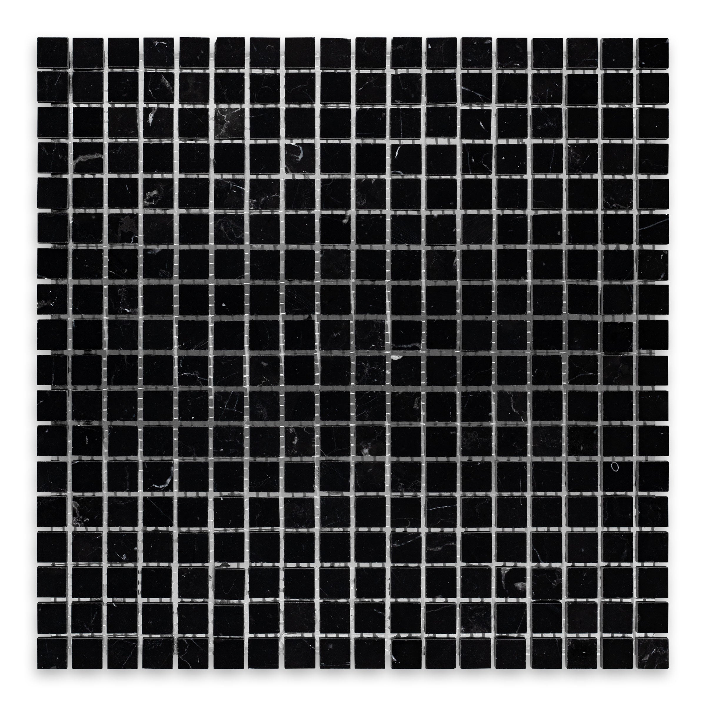NEGRO MARQUINA: 5/8" Straight Stack Mosaic (12"×12"×3/8" | polished)