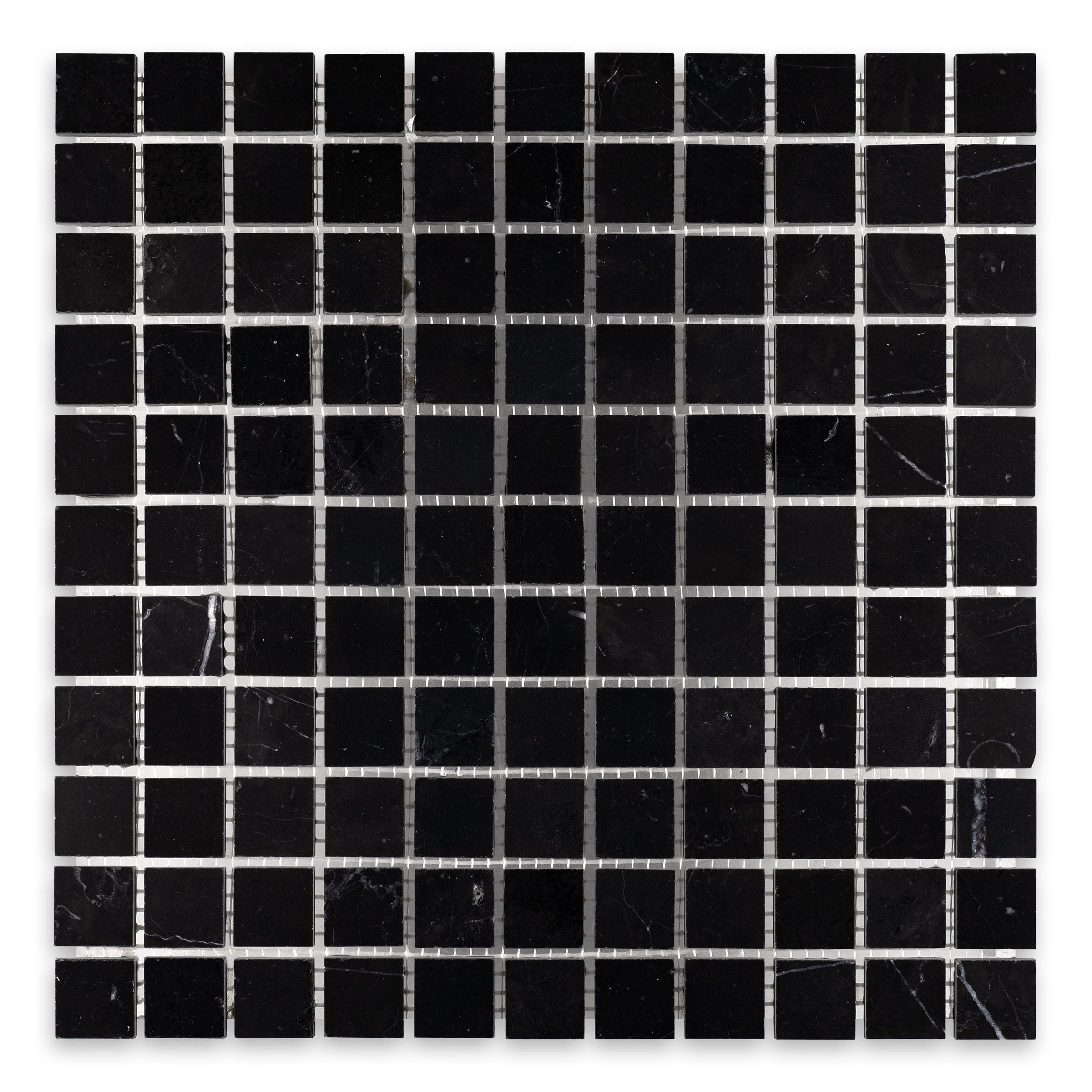 NEGRO MARQUINA: 1" Straight Stack Mosaic (12"×12"×3/8" | polished)