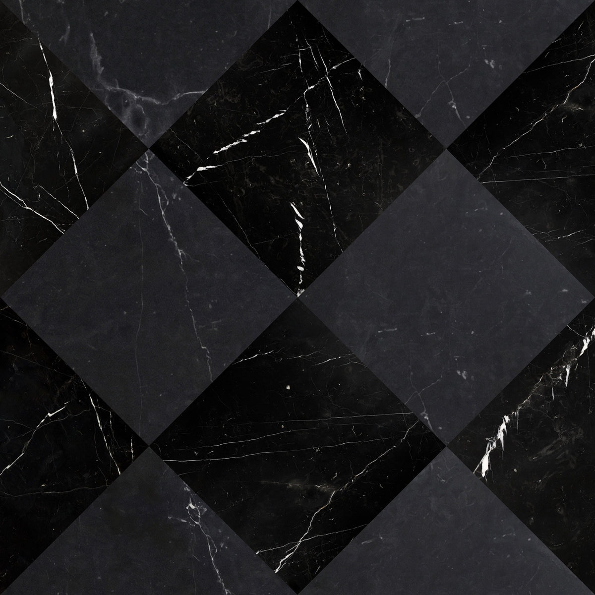 Nsr Negro Marquina Polished & Honed Checkerboard tile pattern swatch — available at Surface Group
