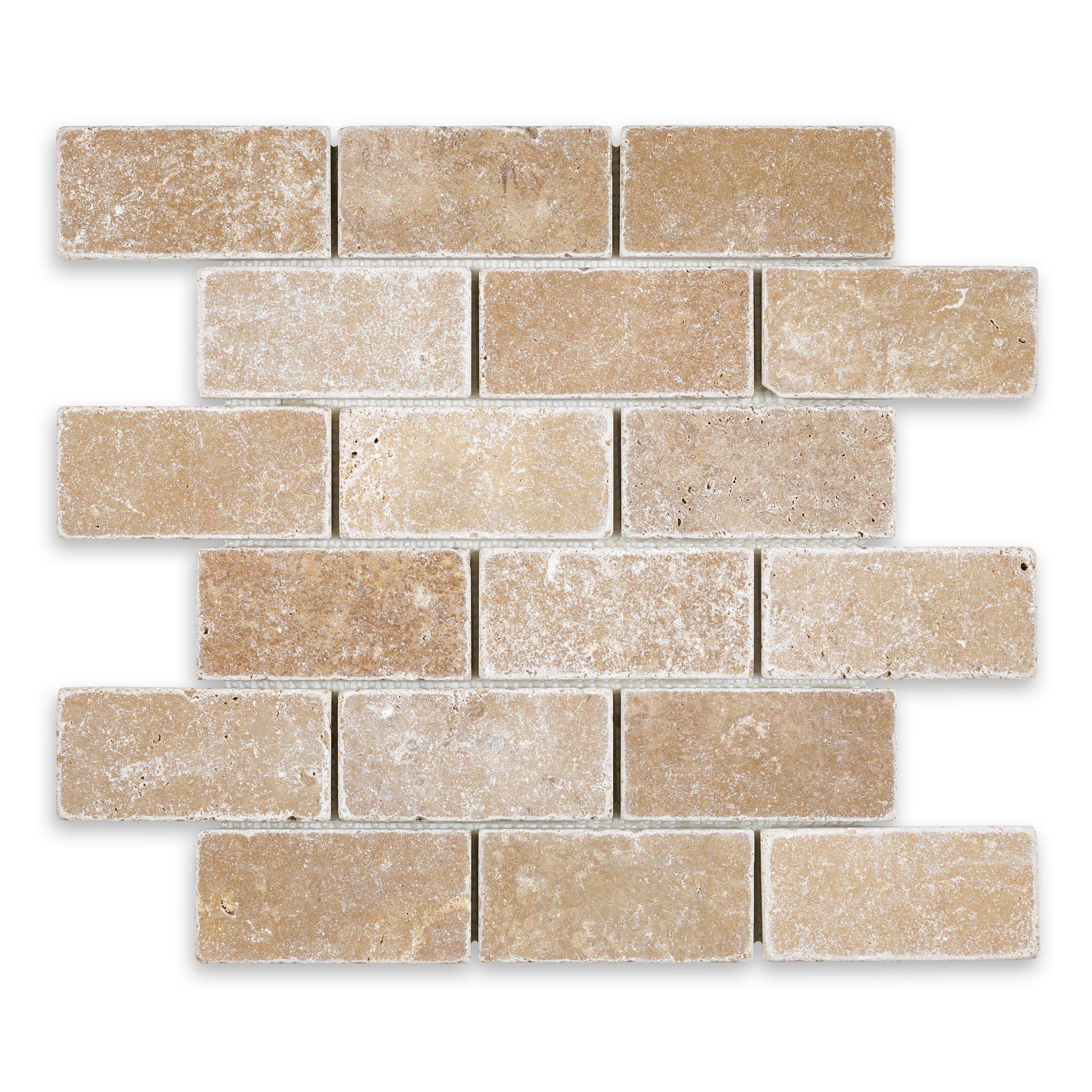 NOCE PREMIUM: 2" x 4" Brick Offset Mosaic (12"×12"×3/8" | tumbled)