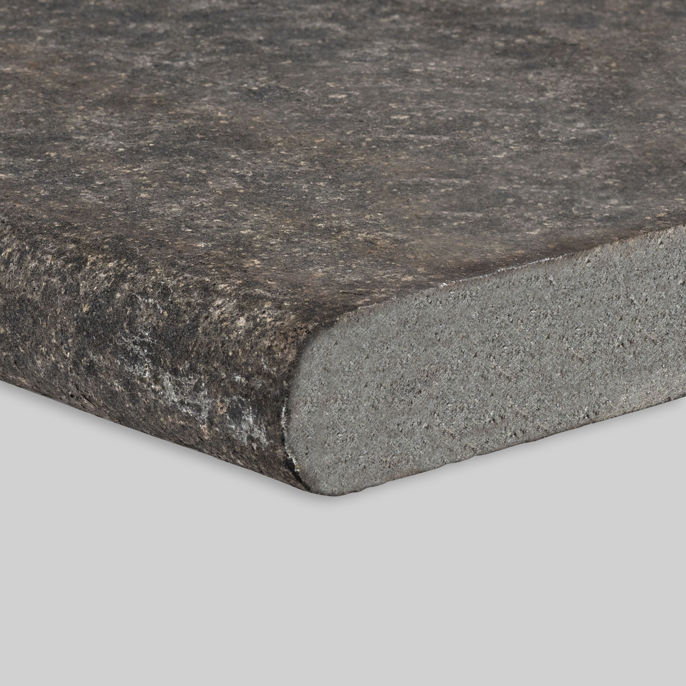 OLYMPUS BLACK: Field Tile (12"×24"×1 31/32" | flamed | bullnose edge)