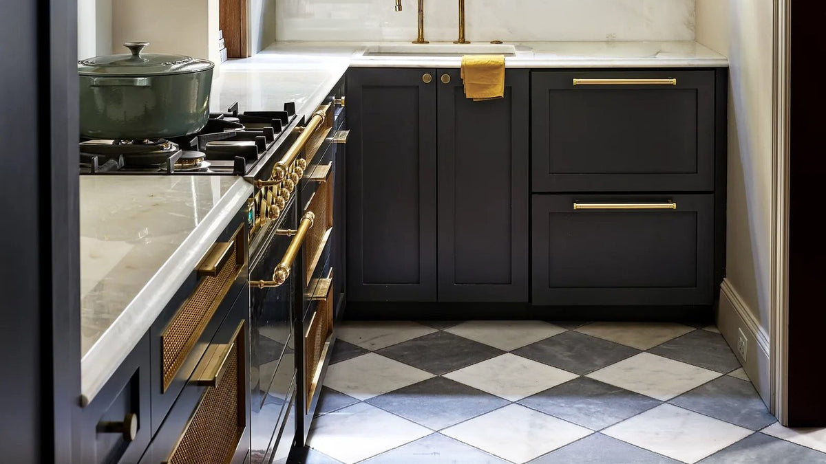 Nsr Oriental White & Bardiglio Imperiale Checkerboard tile in a room setting — available at Surface Group