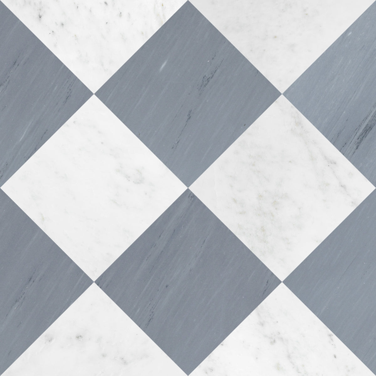 Nsr Oriental White & Bardiglio Imperiale Checkerboard tile pattern swatch — available at Surface Group