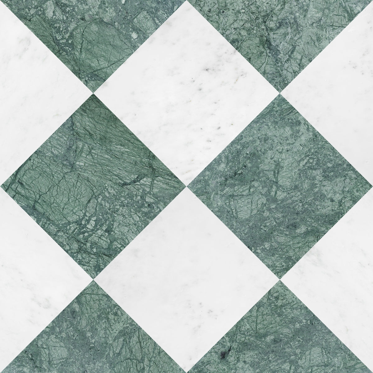 Nsr Oriental White & Empress Green Checkerboard tile pattern swatch — available at Surface Group
