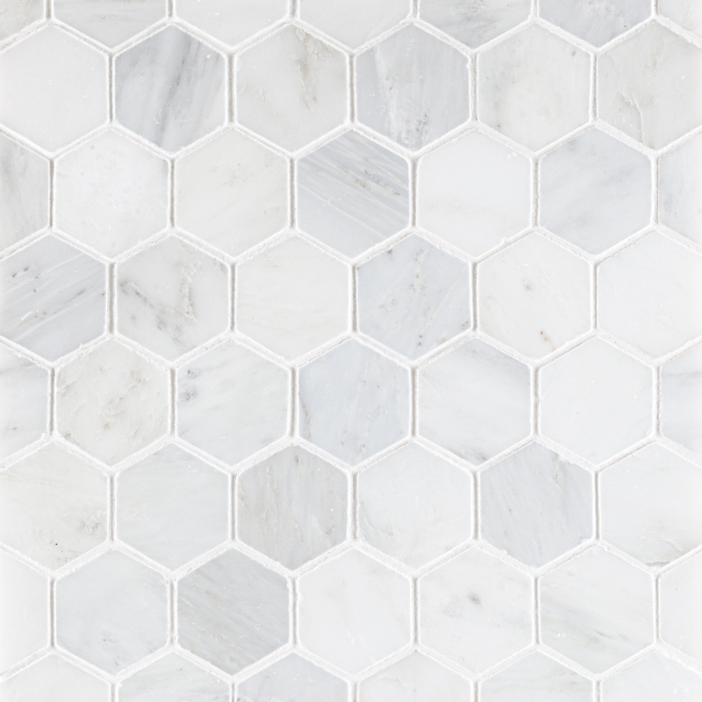 ORIENTAL WHITE: Hexagonal Mosaic (11 3/4"×12"×3/8" | honed)