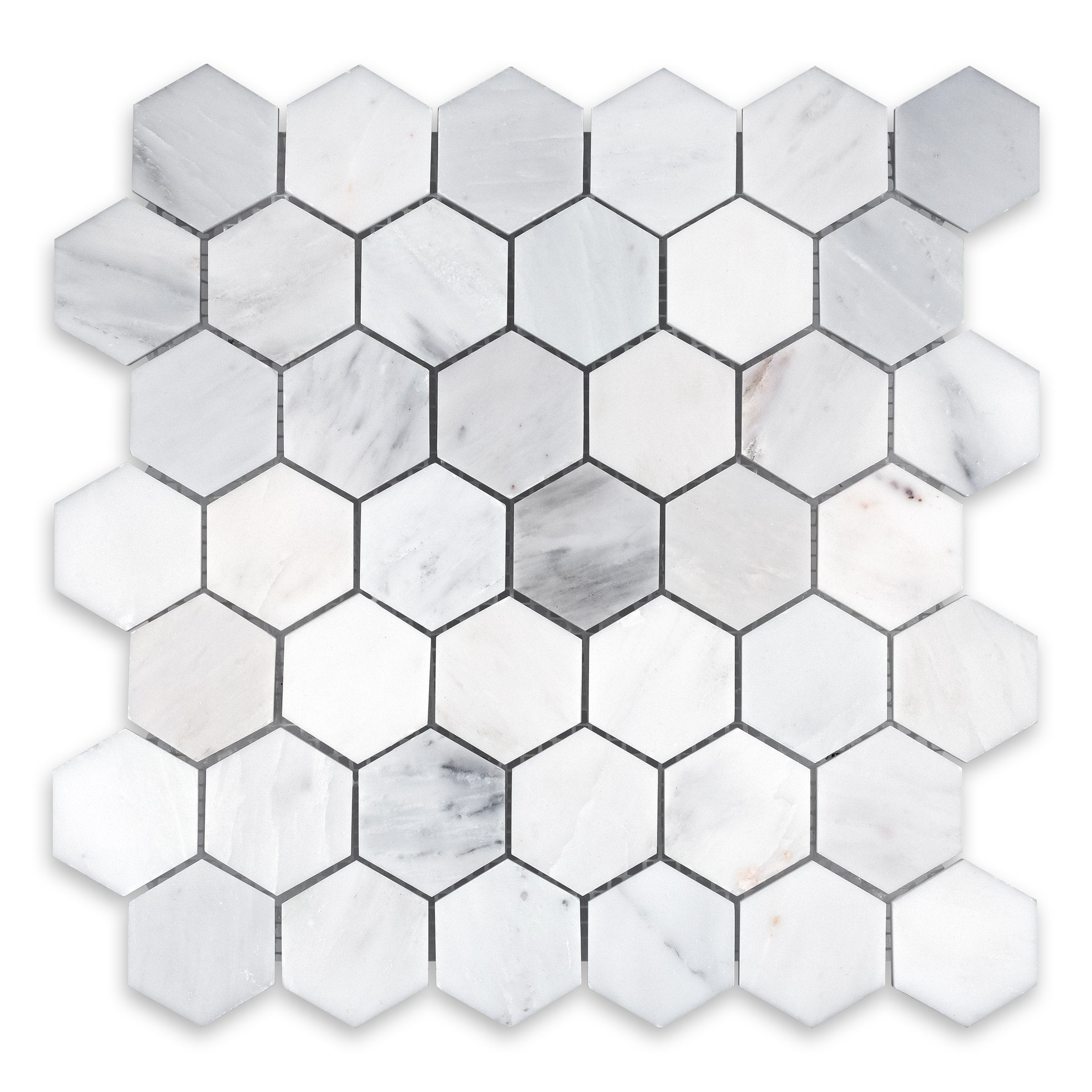 ORIENTAL WHITE: Hexagonal Mosaic (11 3/4"×12"×3/8" | polished)