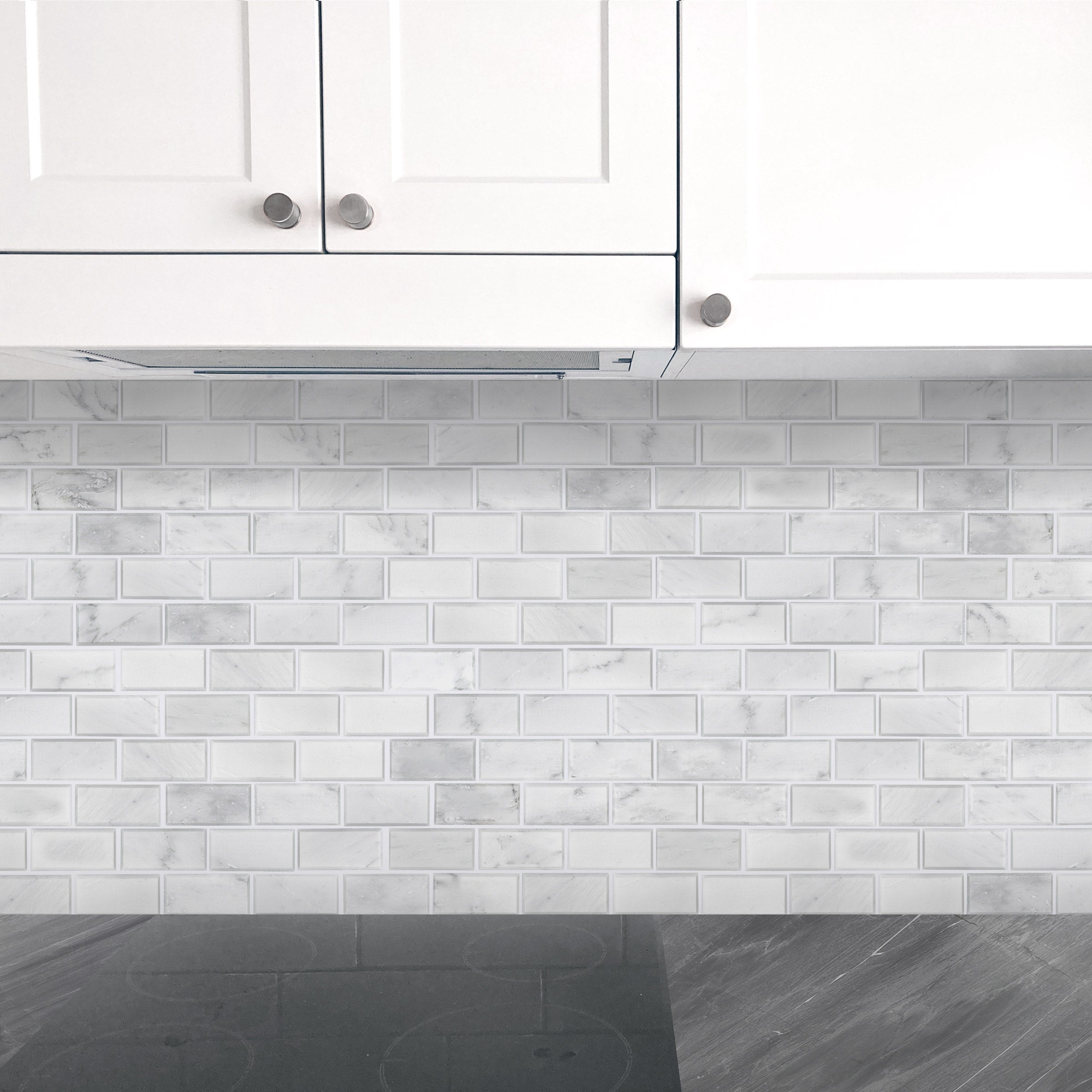ORIENTAL WHITE: Beveled Mosaic (11 3/4"×12"×3/8" | polished)