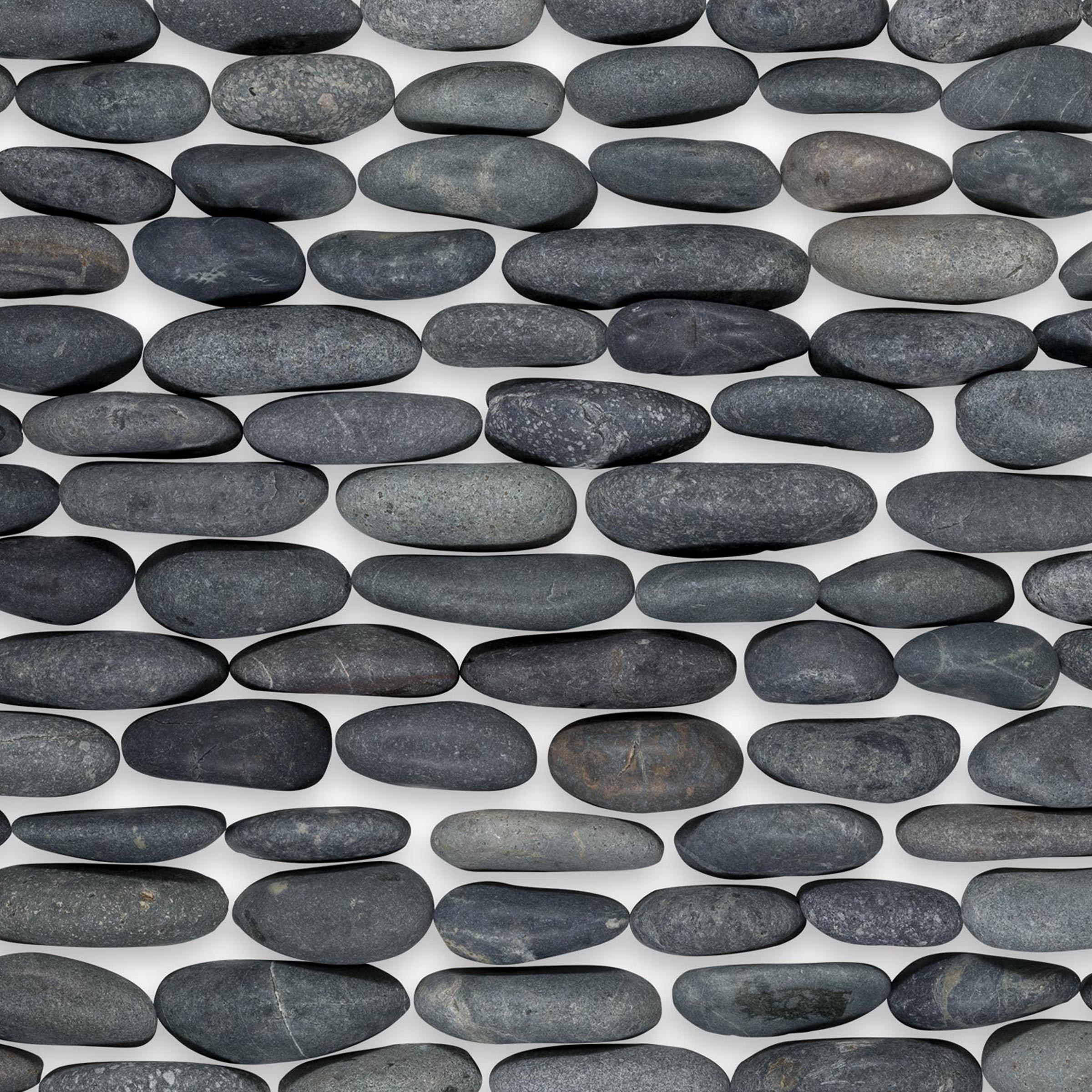 PEBBLE TILES: Standing Mosaic (4"×12"×3/4"–1" | polished)