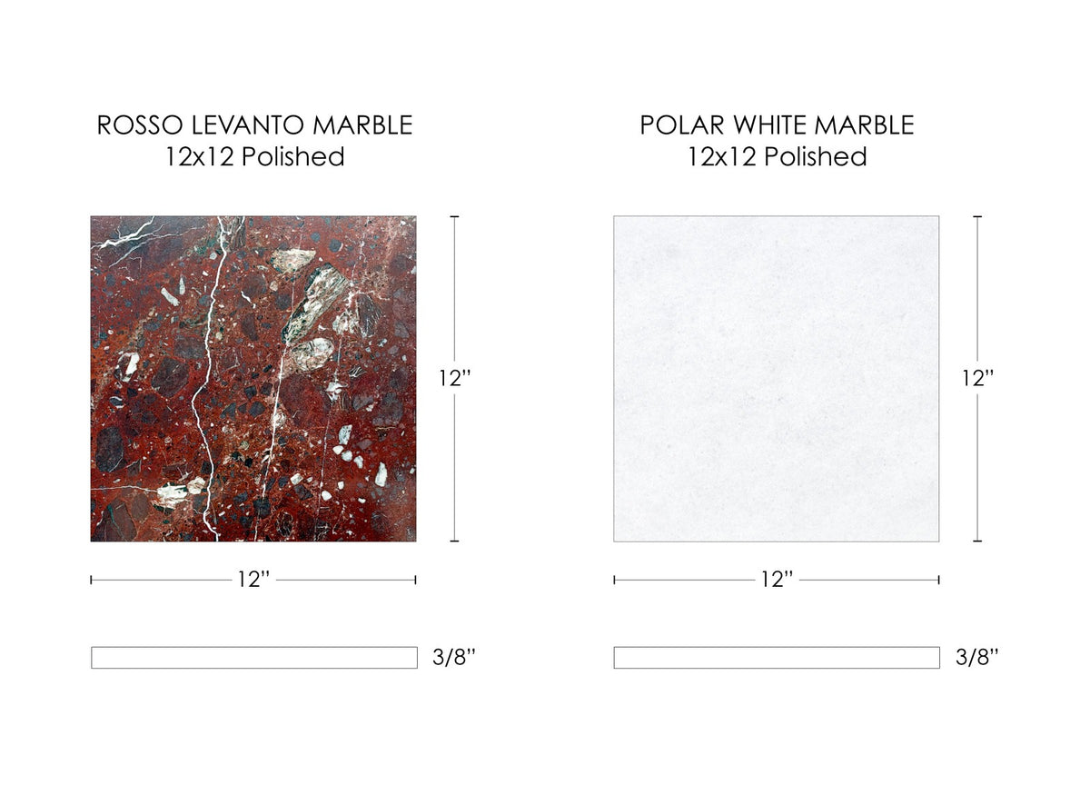 Nsr Polar White & Rosso Levanto Checkerboard tile — available at Surface Group