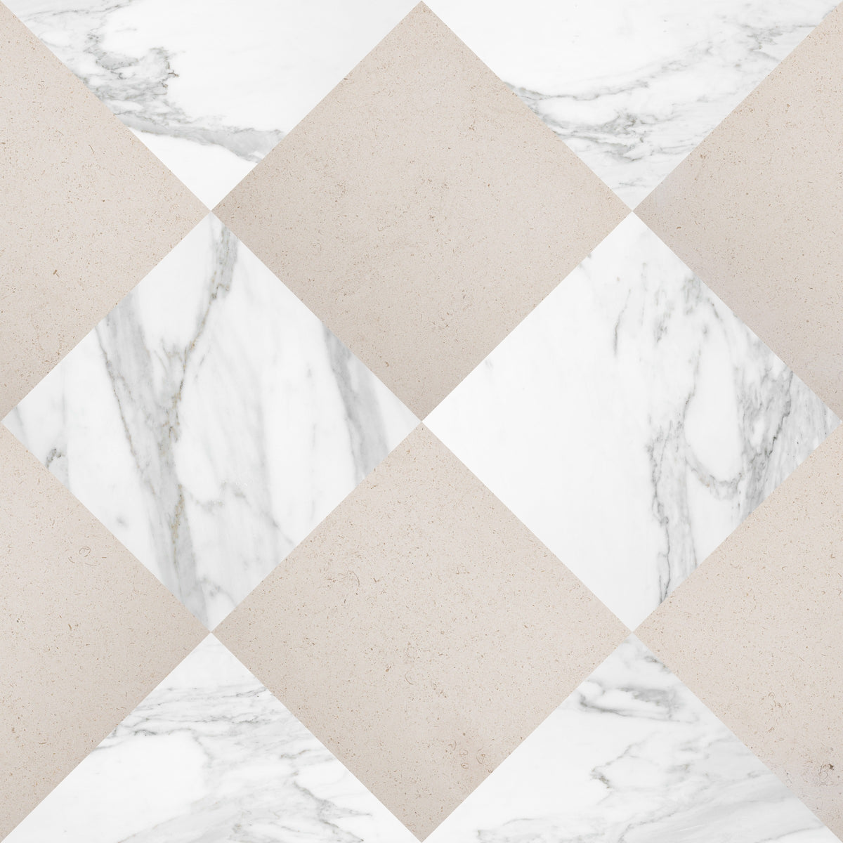 Nsr Porto Beige & Calacatta Gold Checkerboard tile pattern swatch — available at Surface Group