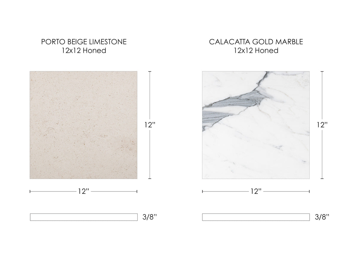 Nsr Porto Beige & Calacatta Gold Checkerboard tile — available at Surface Group