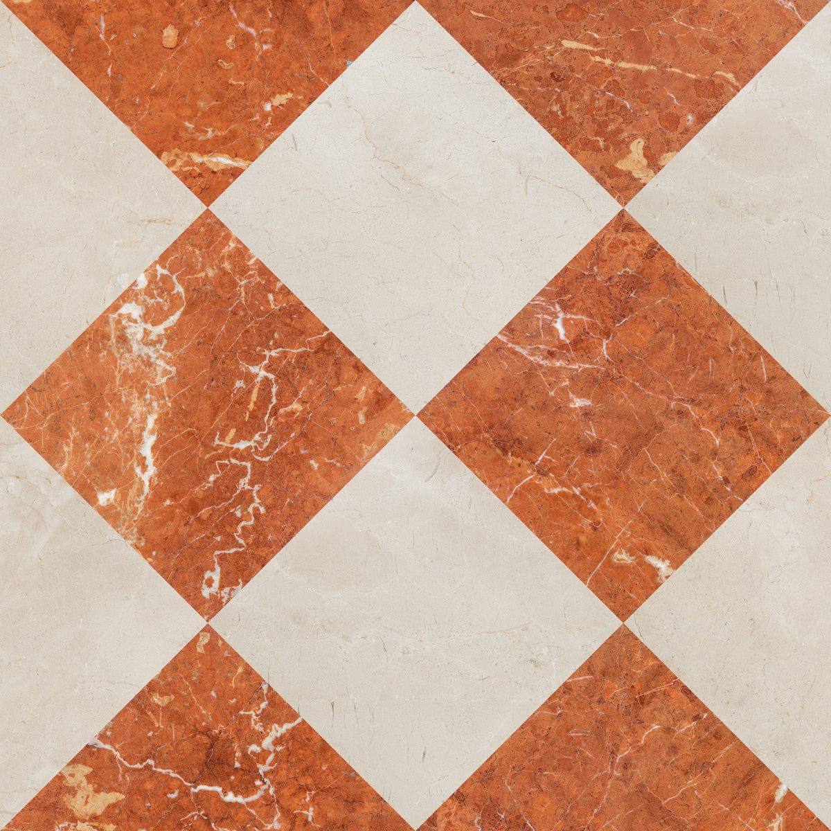 Nsr Rojo Alicante & Crema Marfil Select Checkerboard tile pattern swatch — available at Surface Group