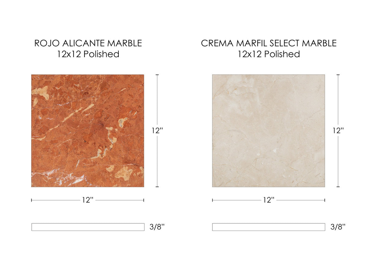 Nsr Rojo Alicante & Crema Marfil Select Checkerboard tile — available at Surface Group