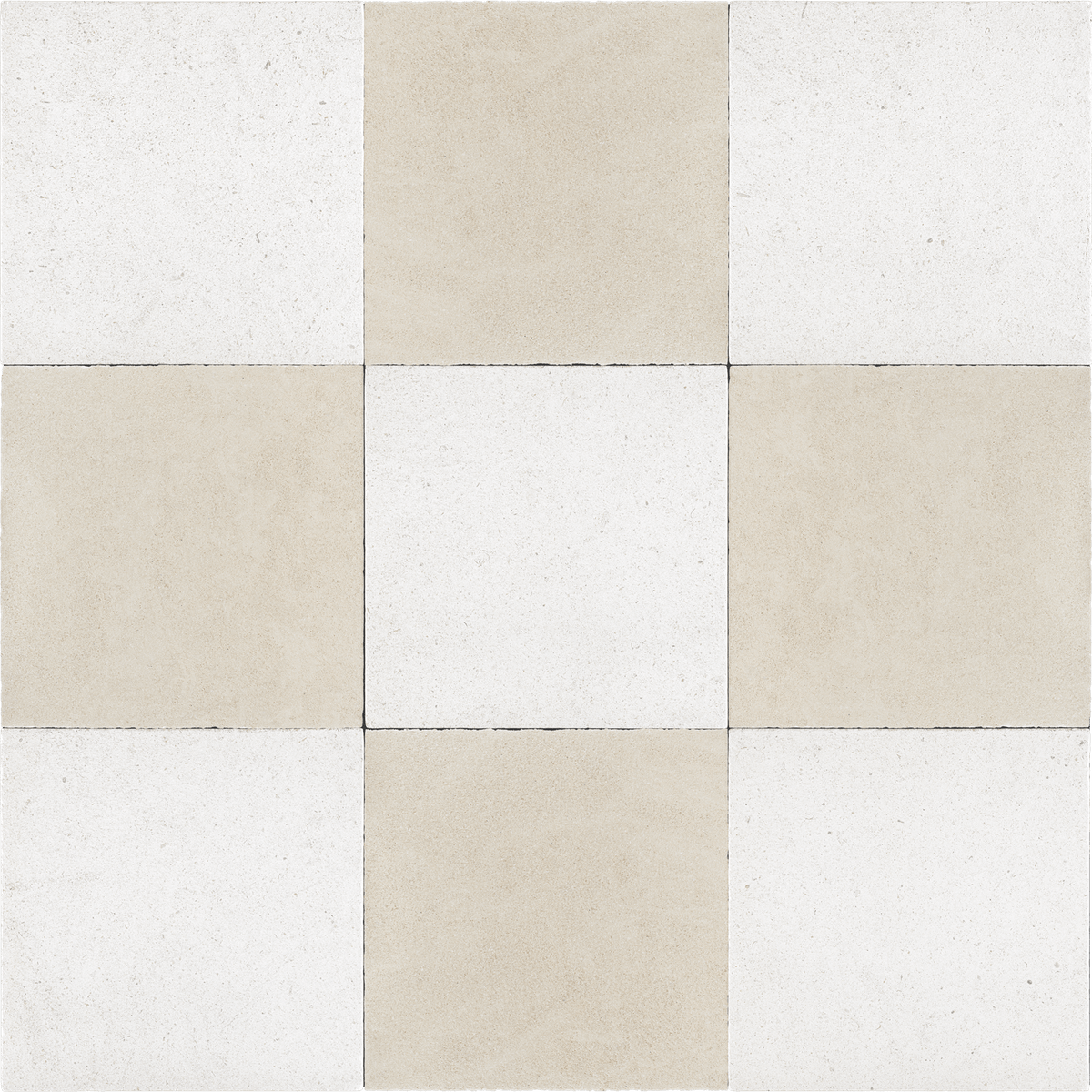 Nsr Solene & Porto Beige Checkerboard tile pattern swatch — available at Surface Group
