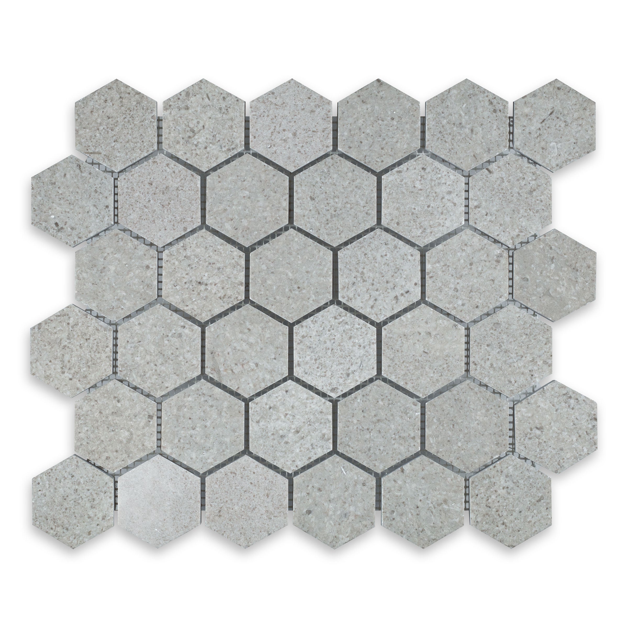 SPANISH GREY: Hexagonal Mosaic (10 3/4"×12 1/2"×3/8" | polished)