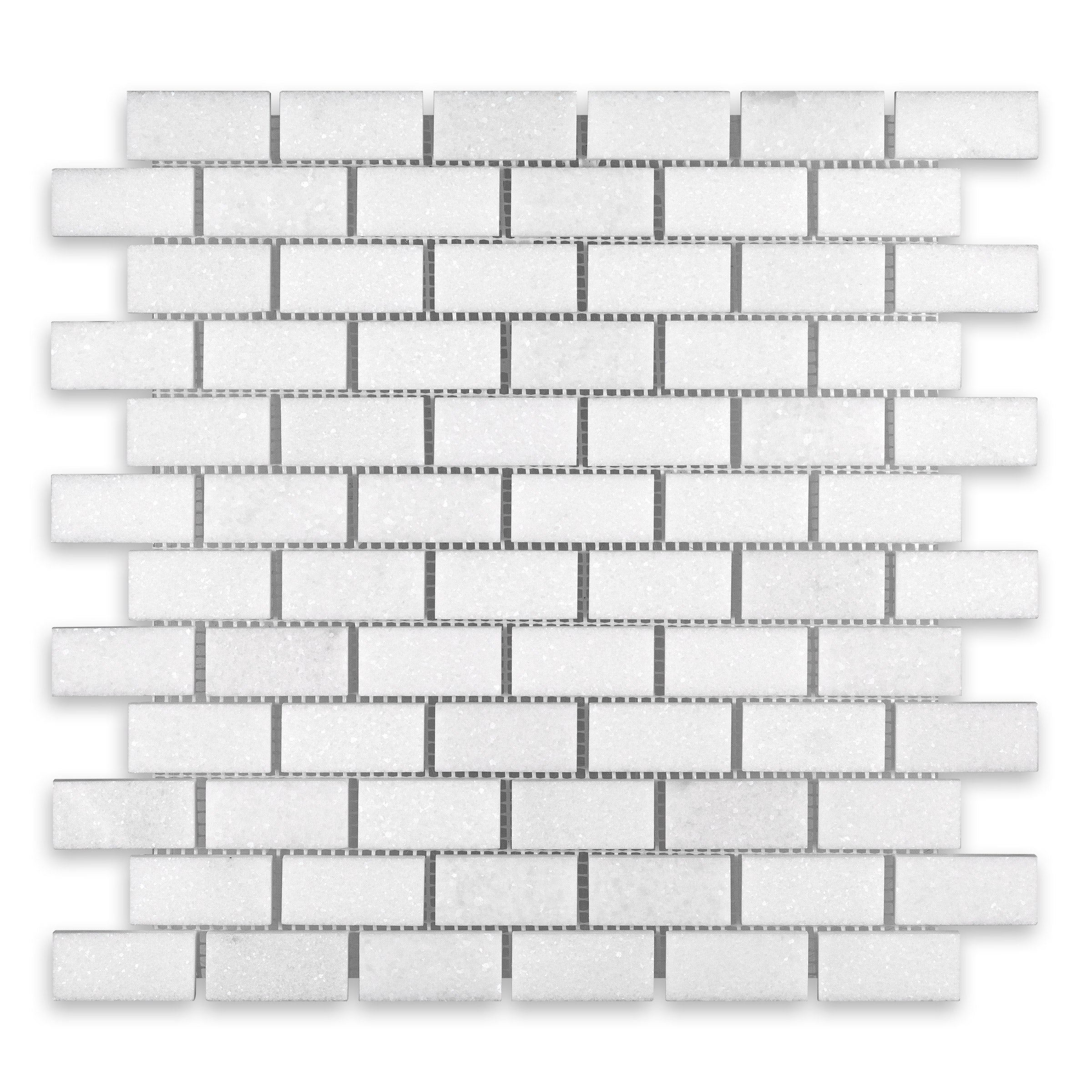 THASSOS WHITE: 1" x 2" Brick Offset Mosaic (12"×12"×3/8" | polished)