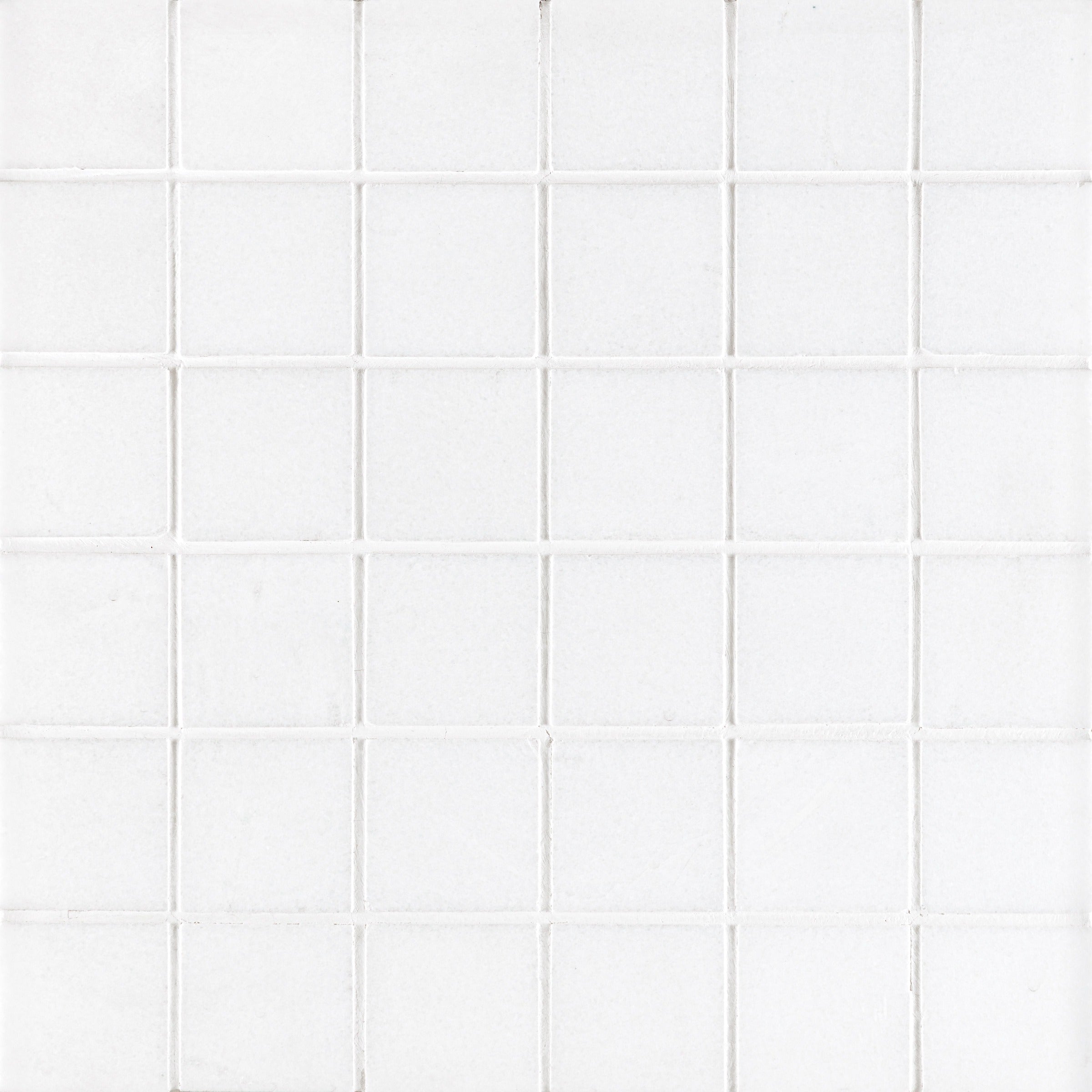THASSOS WHITE: 2" Straight Stack Mosaic (12"×12"×3/8" | polished)