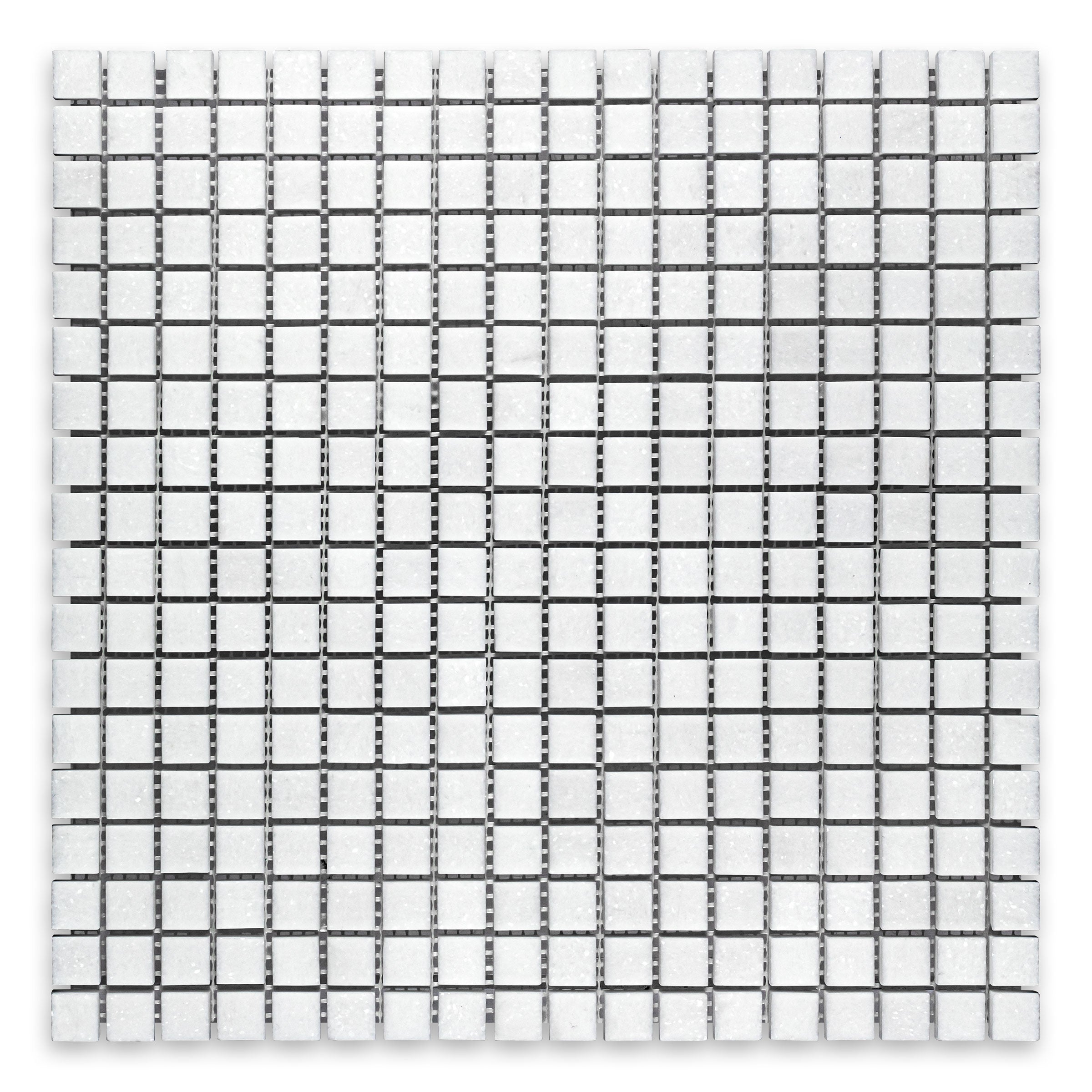 THASSOS WHITE: 5/8" Straight Stack Mosaic (12"×12"×3/8" | polished)