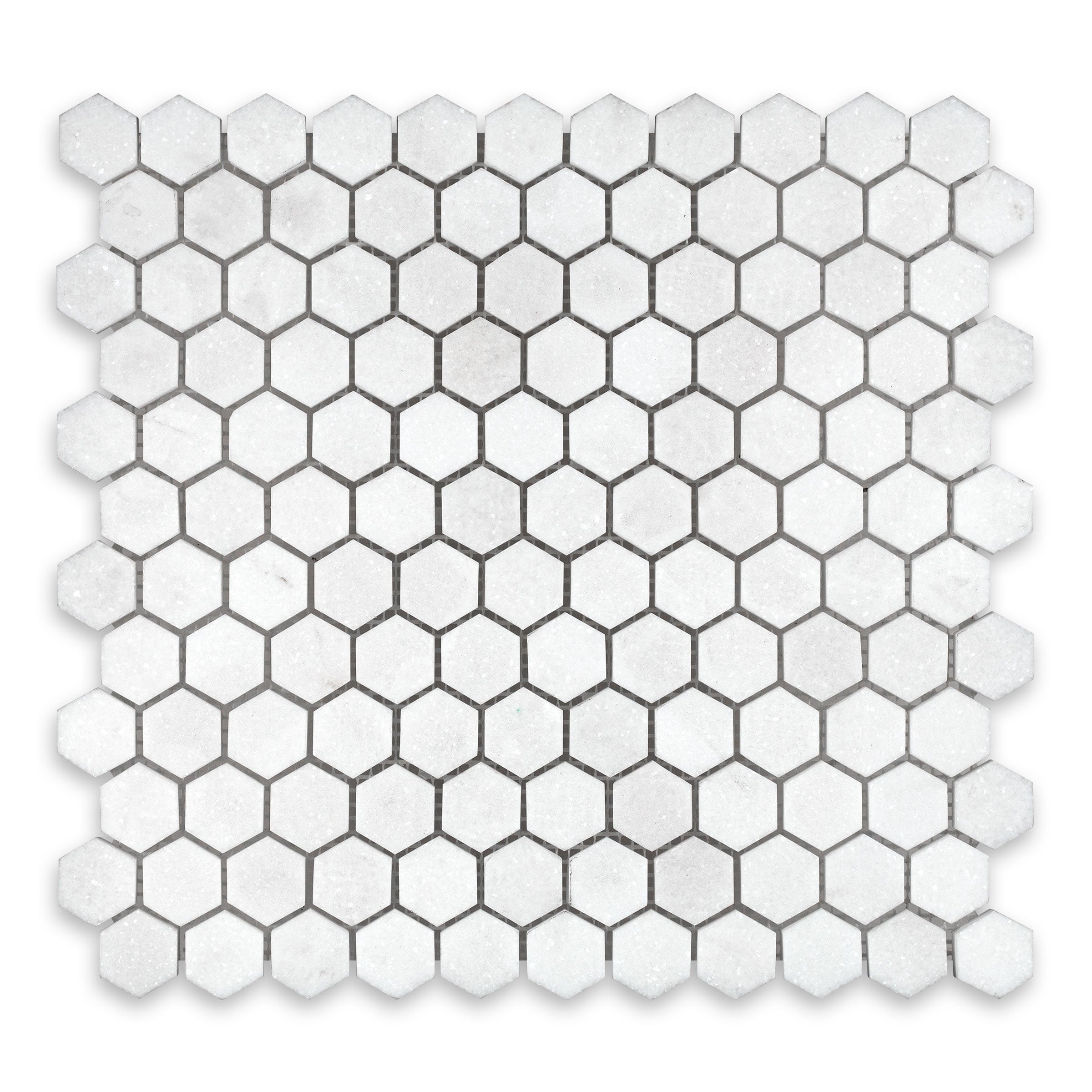 THASSOS WHITE: Hexagonal Mosaic (11"×11 5/8"×3/8" | polished)