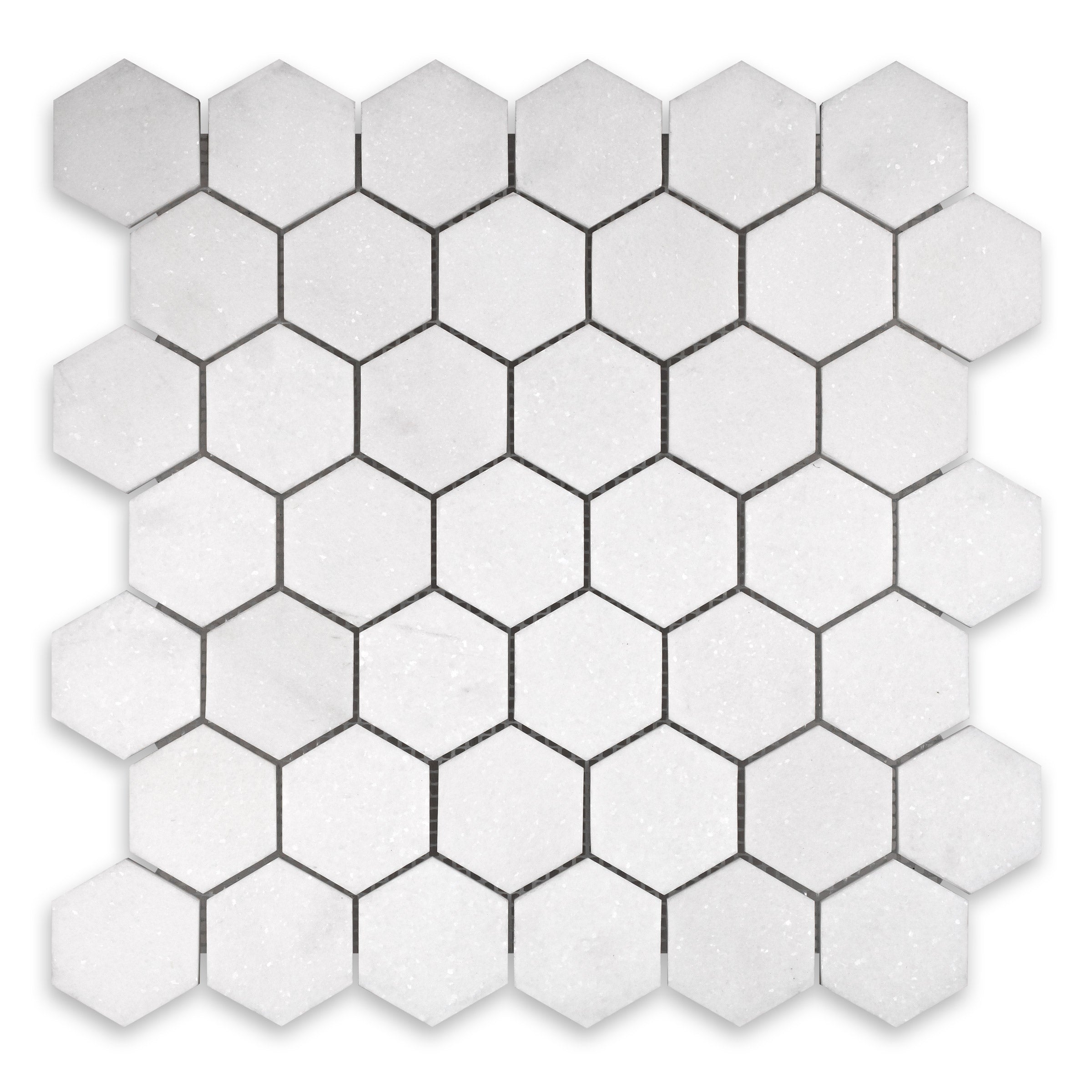 THASSOS WHITE: Hexagonal Mosaic (11 3/4"×12"×3/8" | polished)