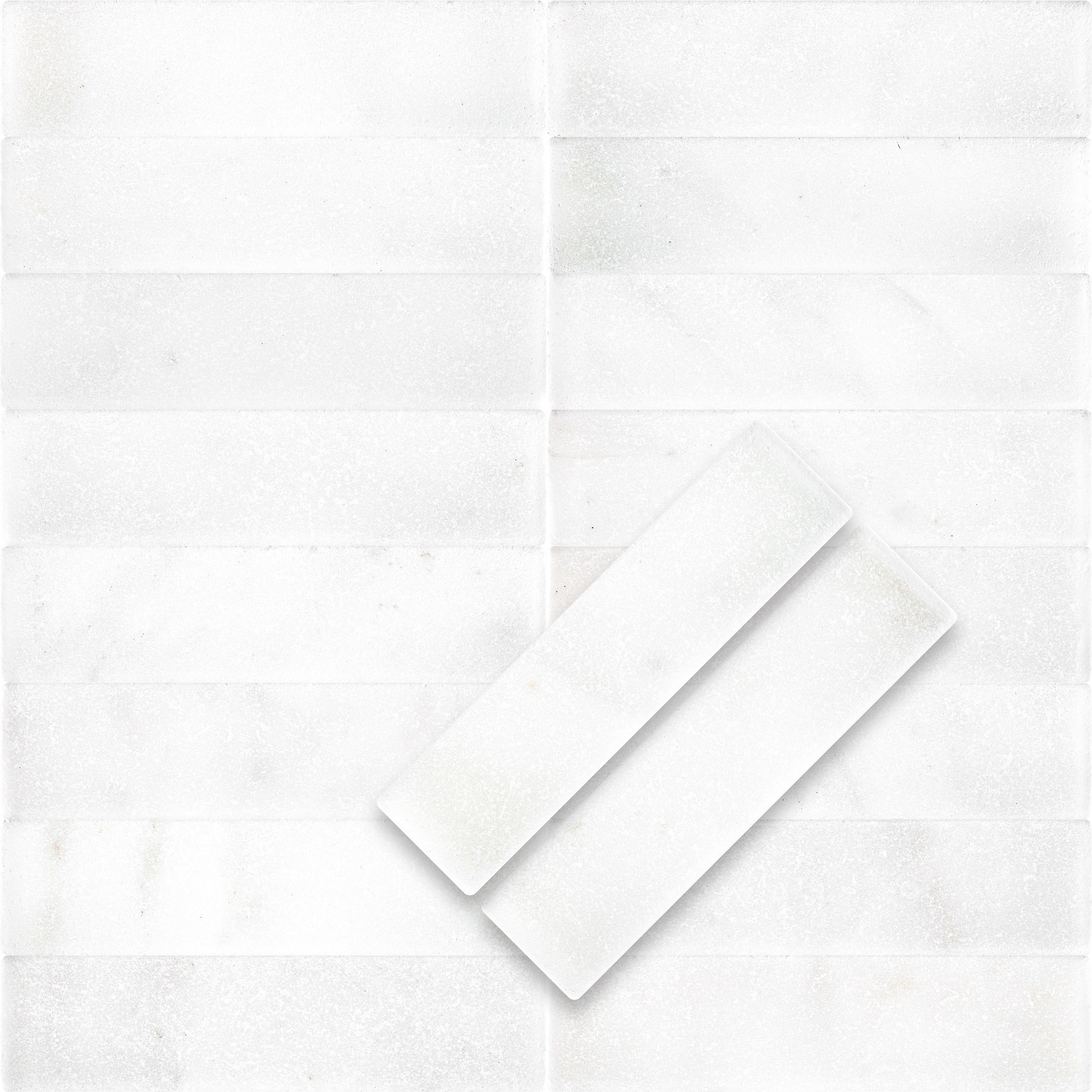 THASSOS WHITE: Field Tile (2"×8"×3/8" | tumbled)